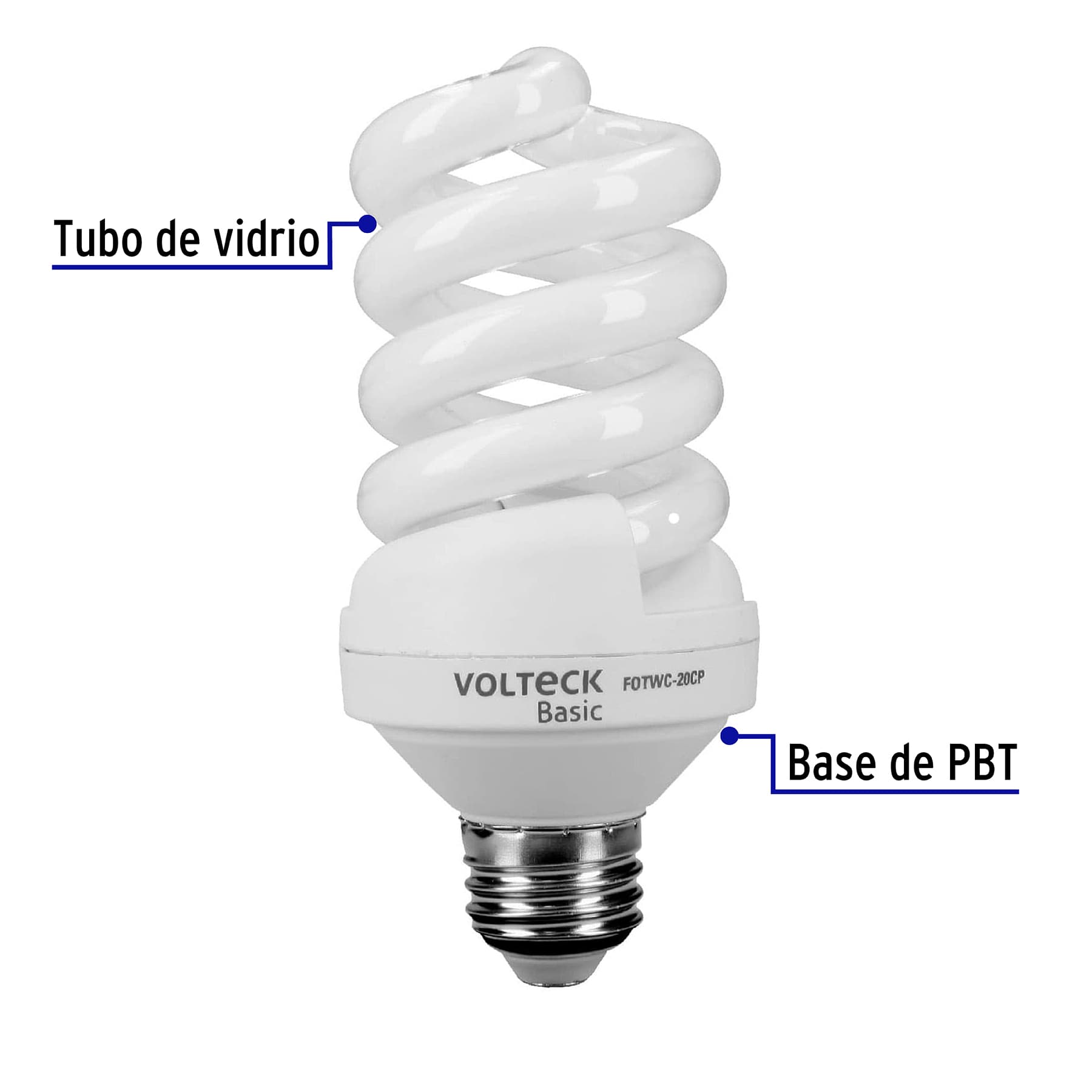 Lámpara espiral T4 20 W luz cálida en caja, VOLTECK