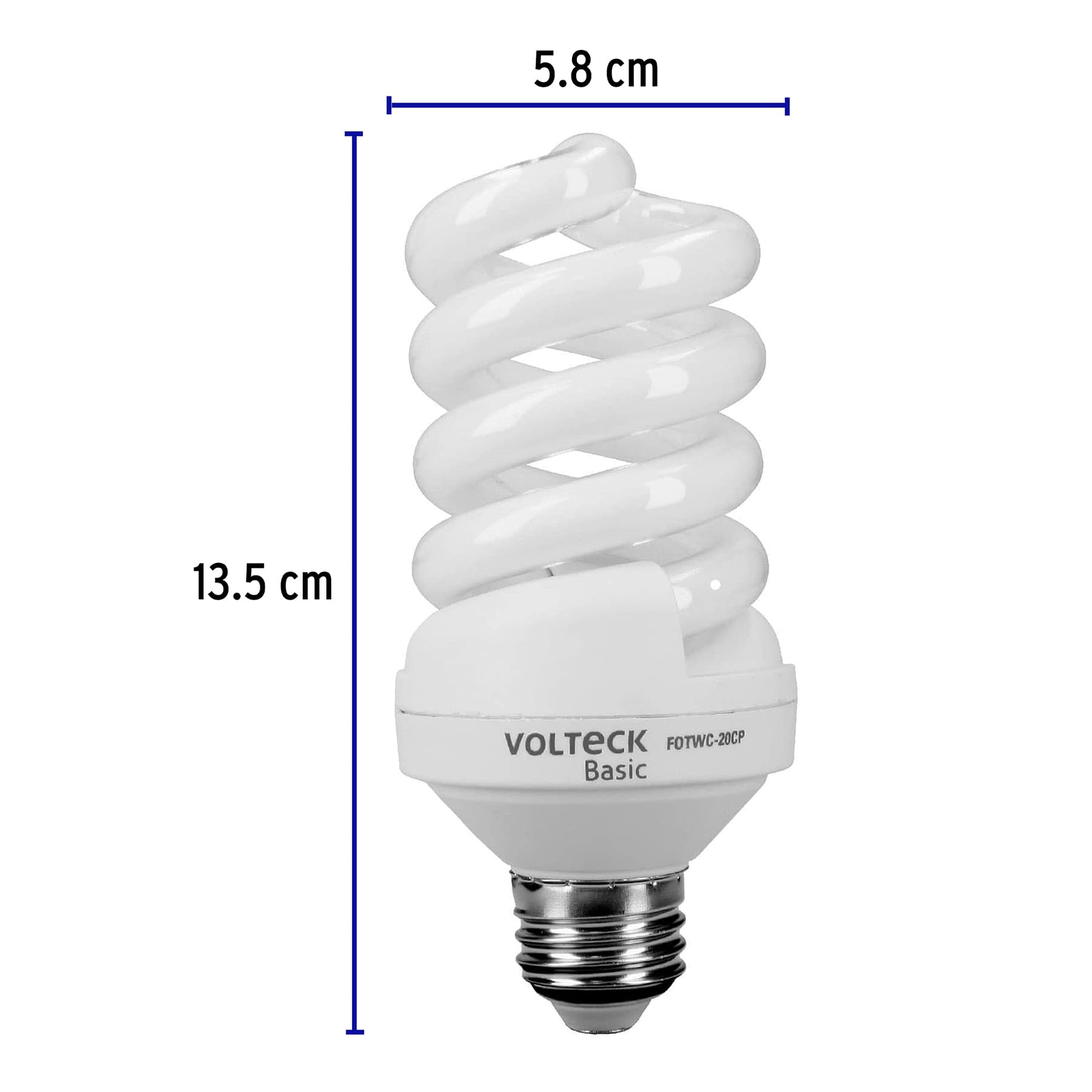 Lámpara espiral T4 20 W luz cálida en caja, VOLTECK