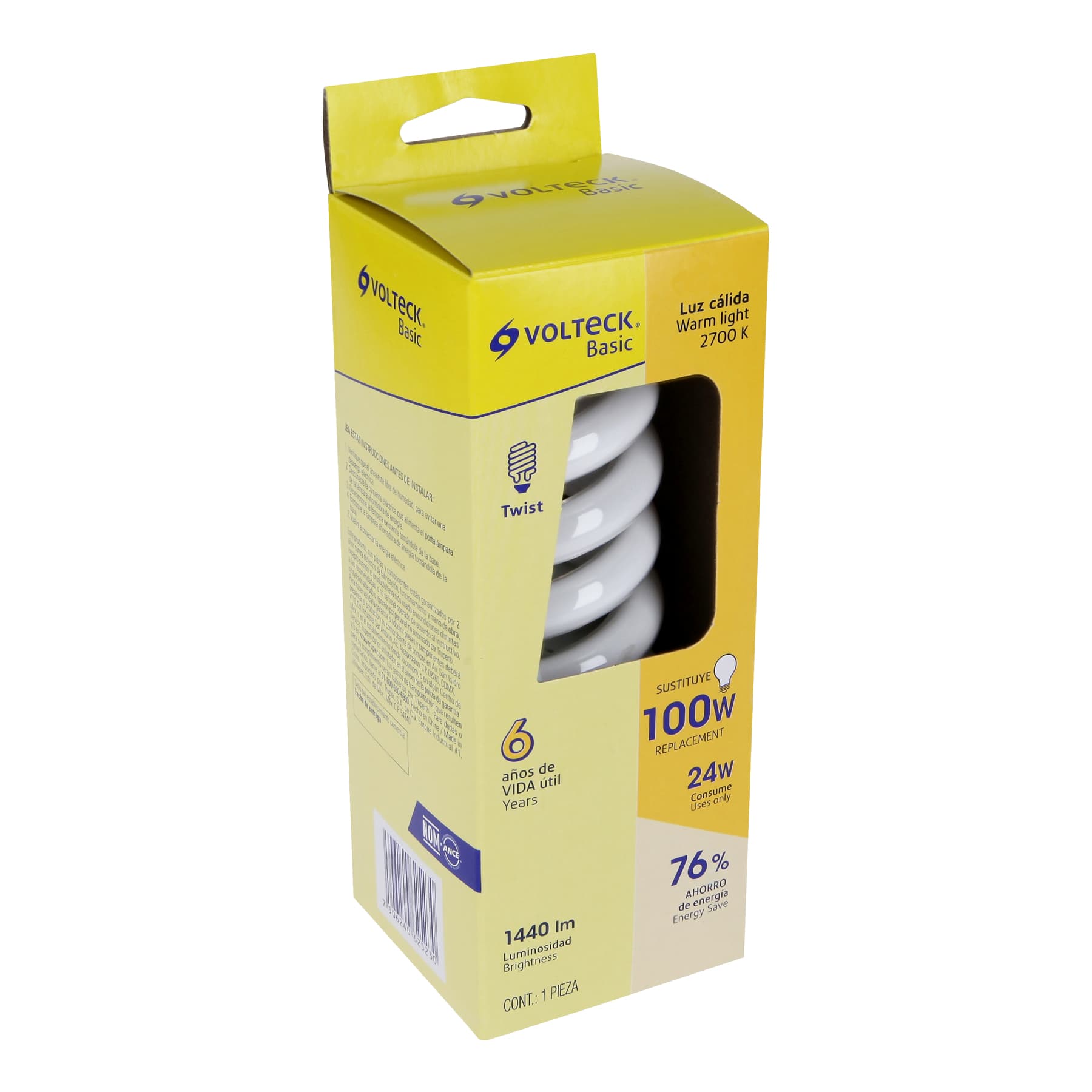 Lámpara espiral T4 24 W luz cálida en caja, VOLTECK