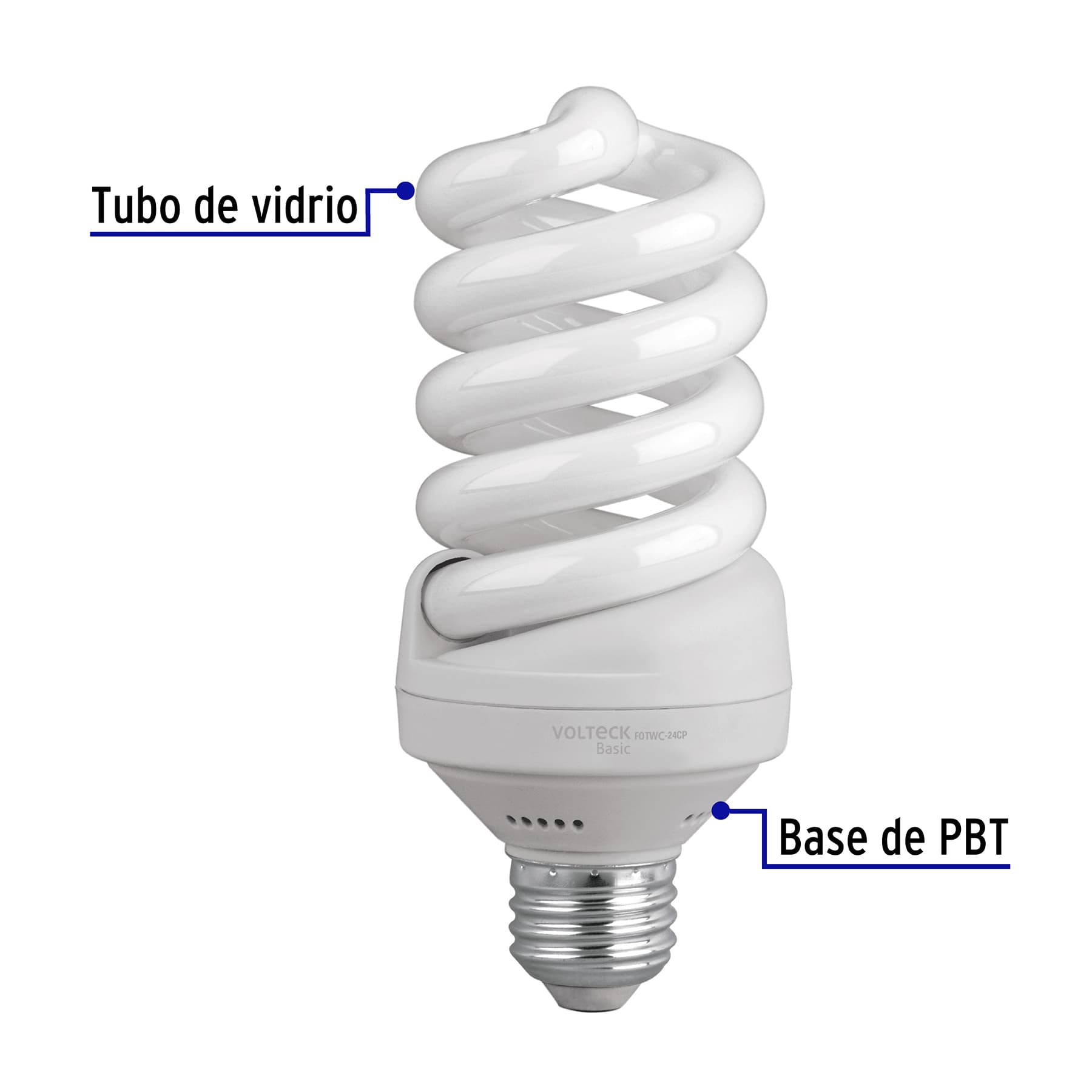 Lámpara espiral T4 24 W luz cálida en caja, VOLTECK
