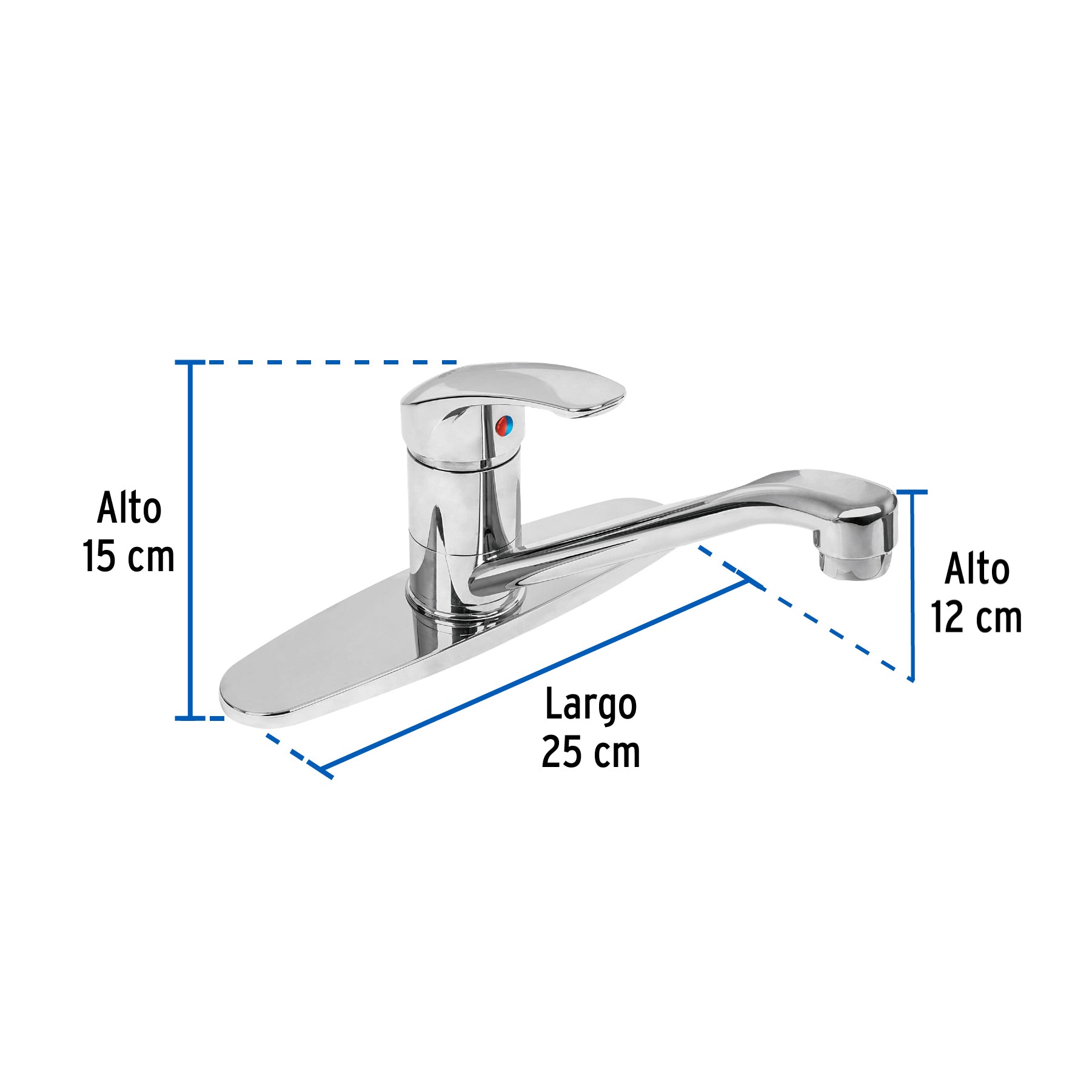 Monomando fregadero, ABS, cuello recto, BASIC