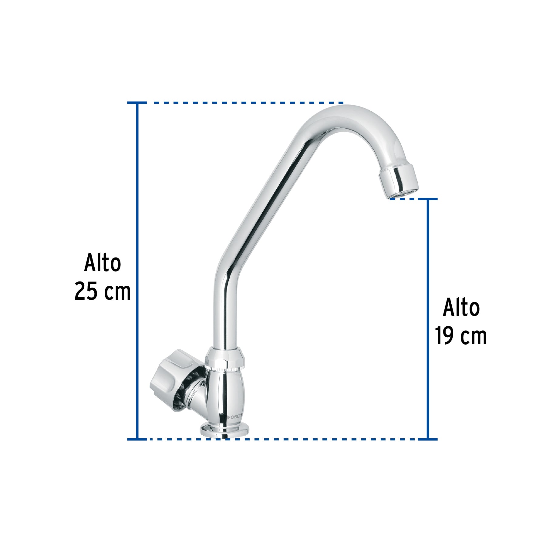 Llave individual fregadero,ABS,cuello corto,hexagonal, BASIC