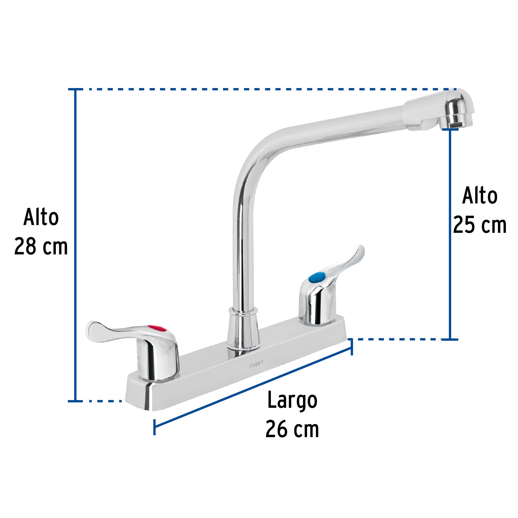 Mezcladora 8" fregadero, ABS, cuello cobra, palanca, BASIC
