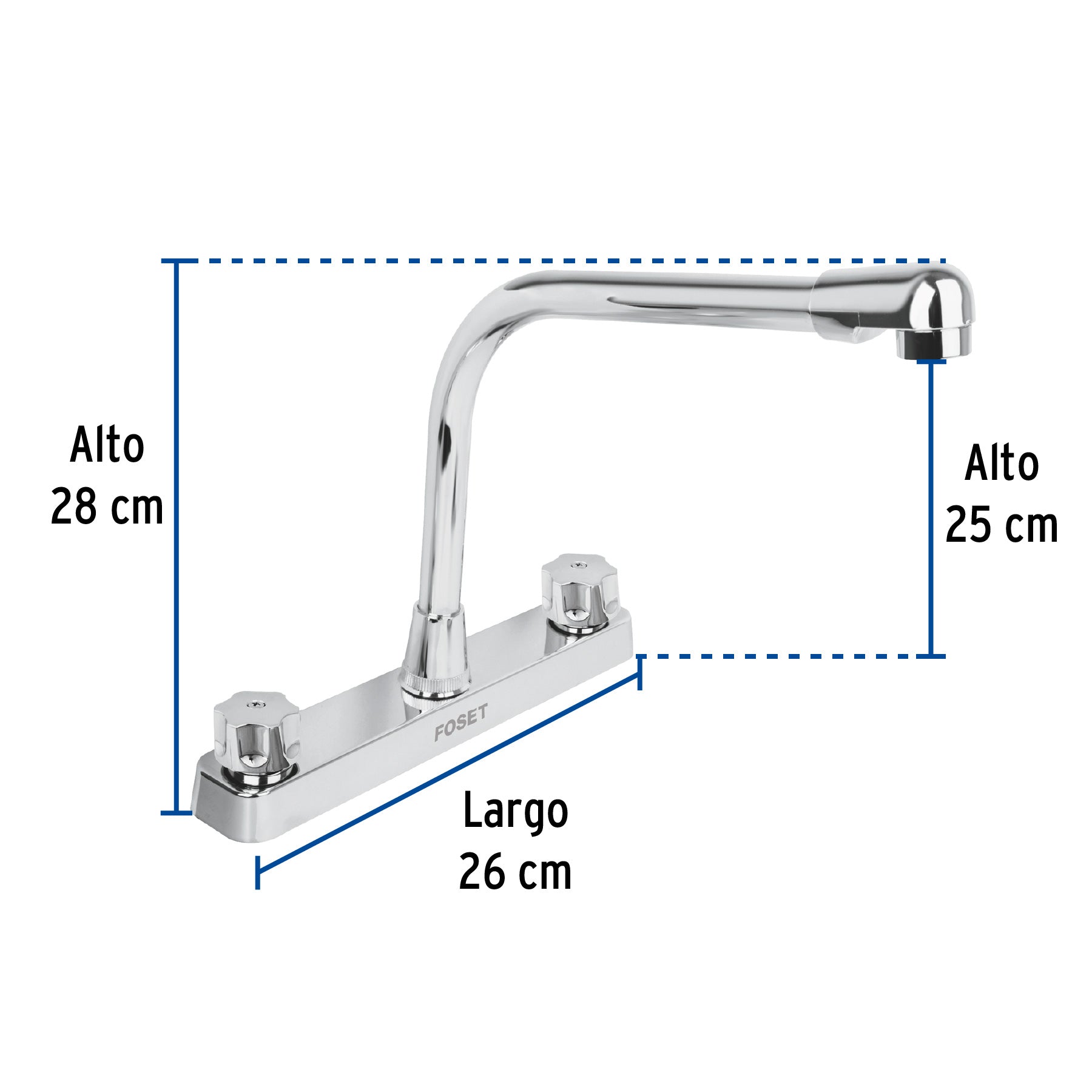 Mezcladora 8" fregadero, ABS, cuello cobra, hexagonal, BASIC