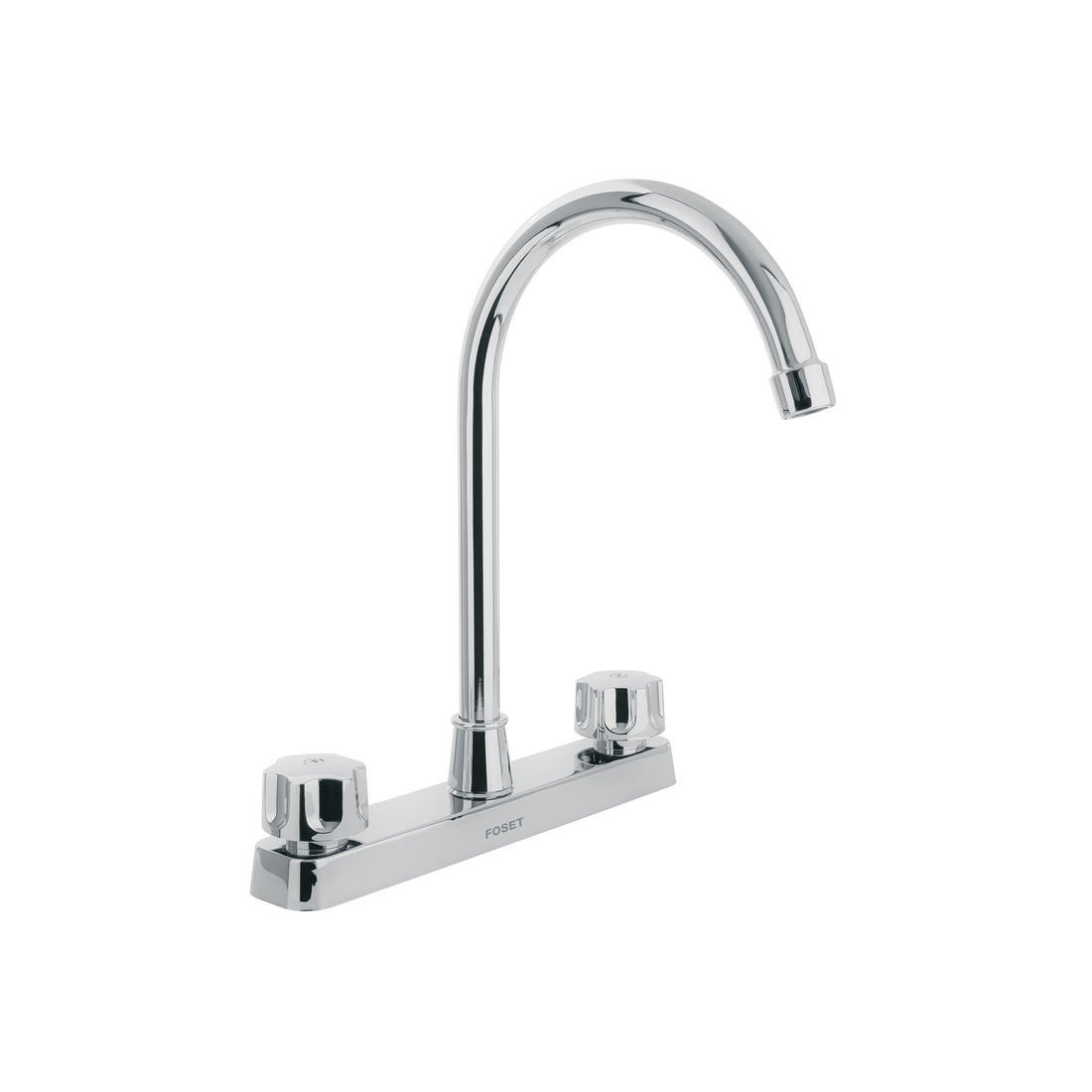 Mezcladora 8" fregadero, ABS, cuello curvo, hexagonal, BASIC