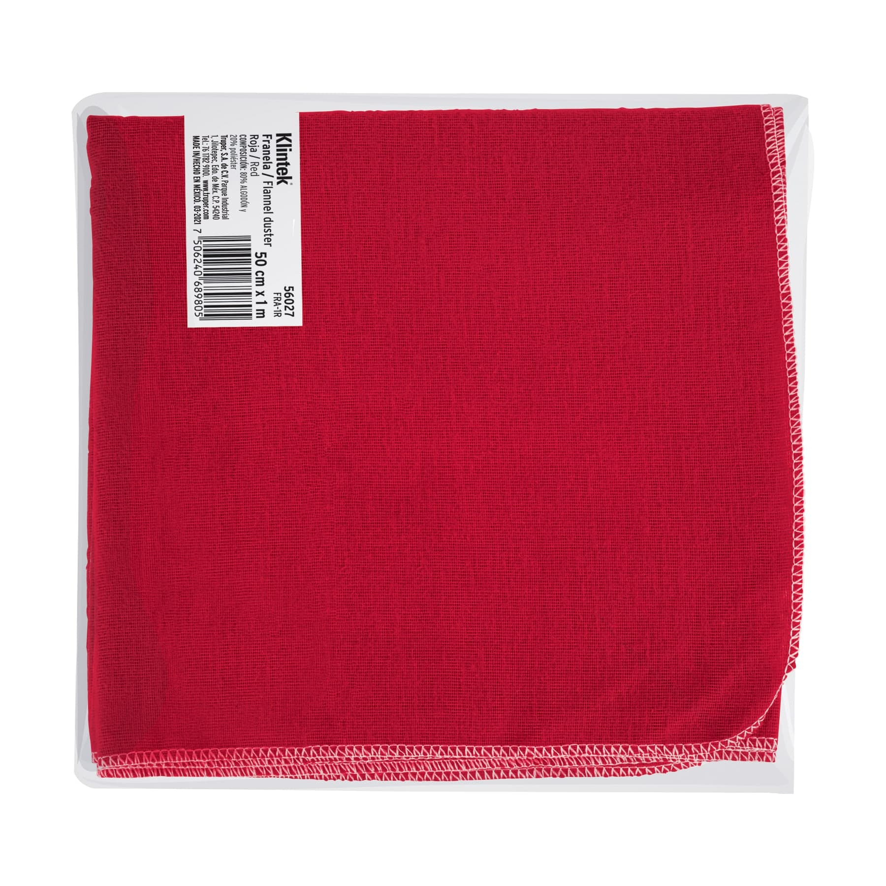 Franela roja de algodón de 1 m, KLINTEK
