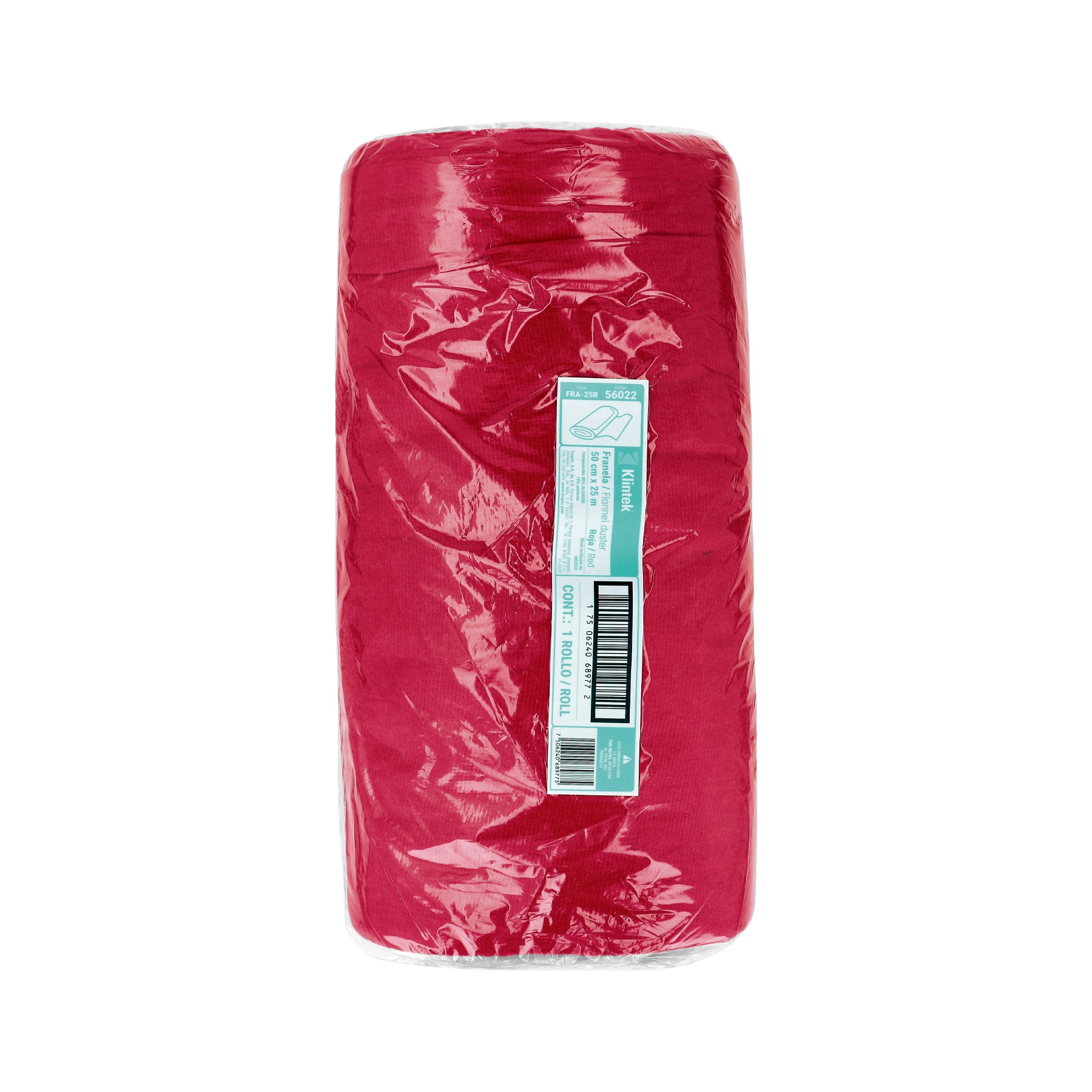 Rollo de 25 m de franela roja de algodón, KLINTEK