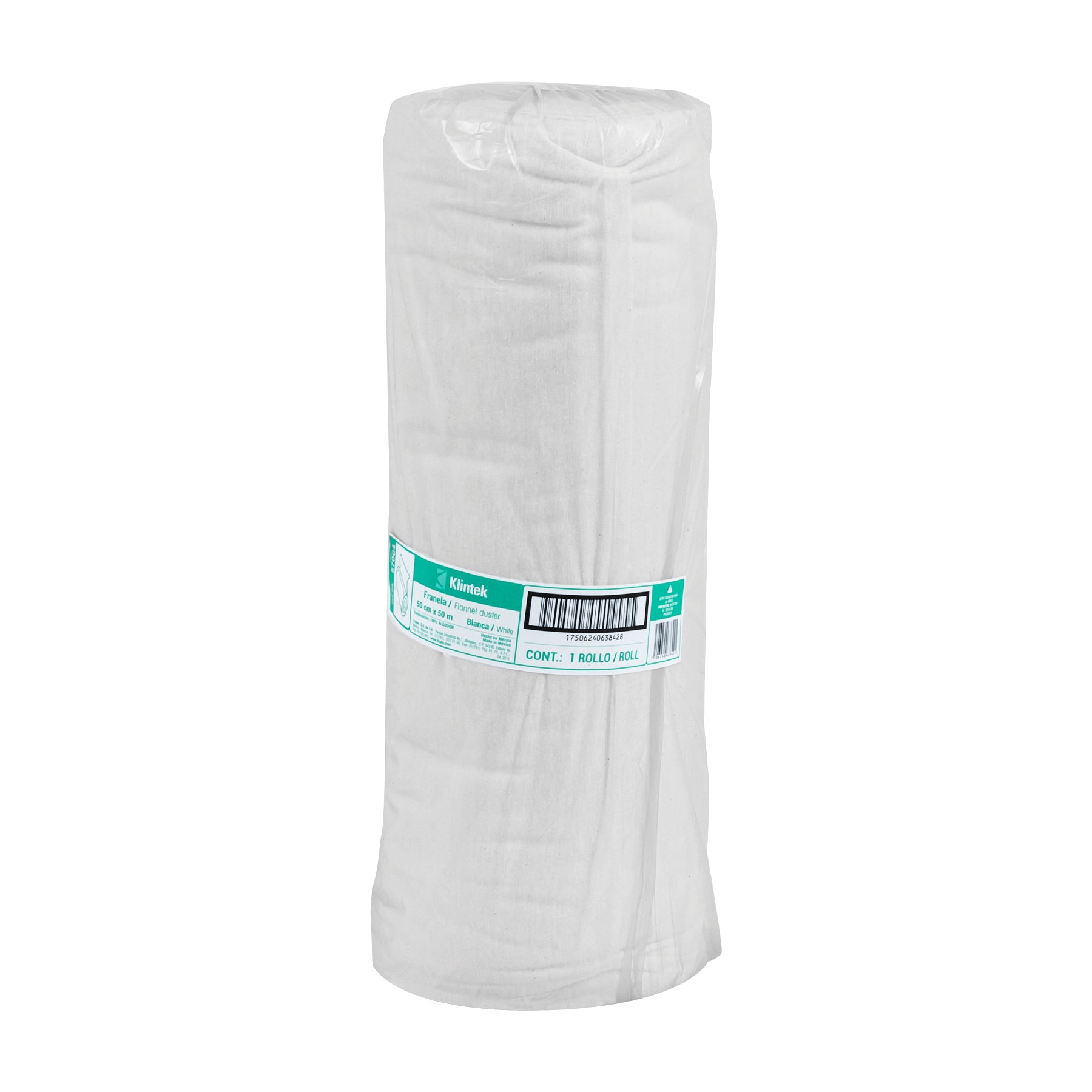 Rollo de 50 m de franela blanca de algodón, KLINTEK