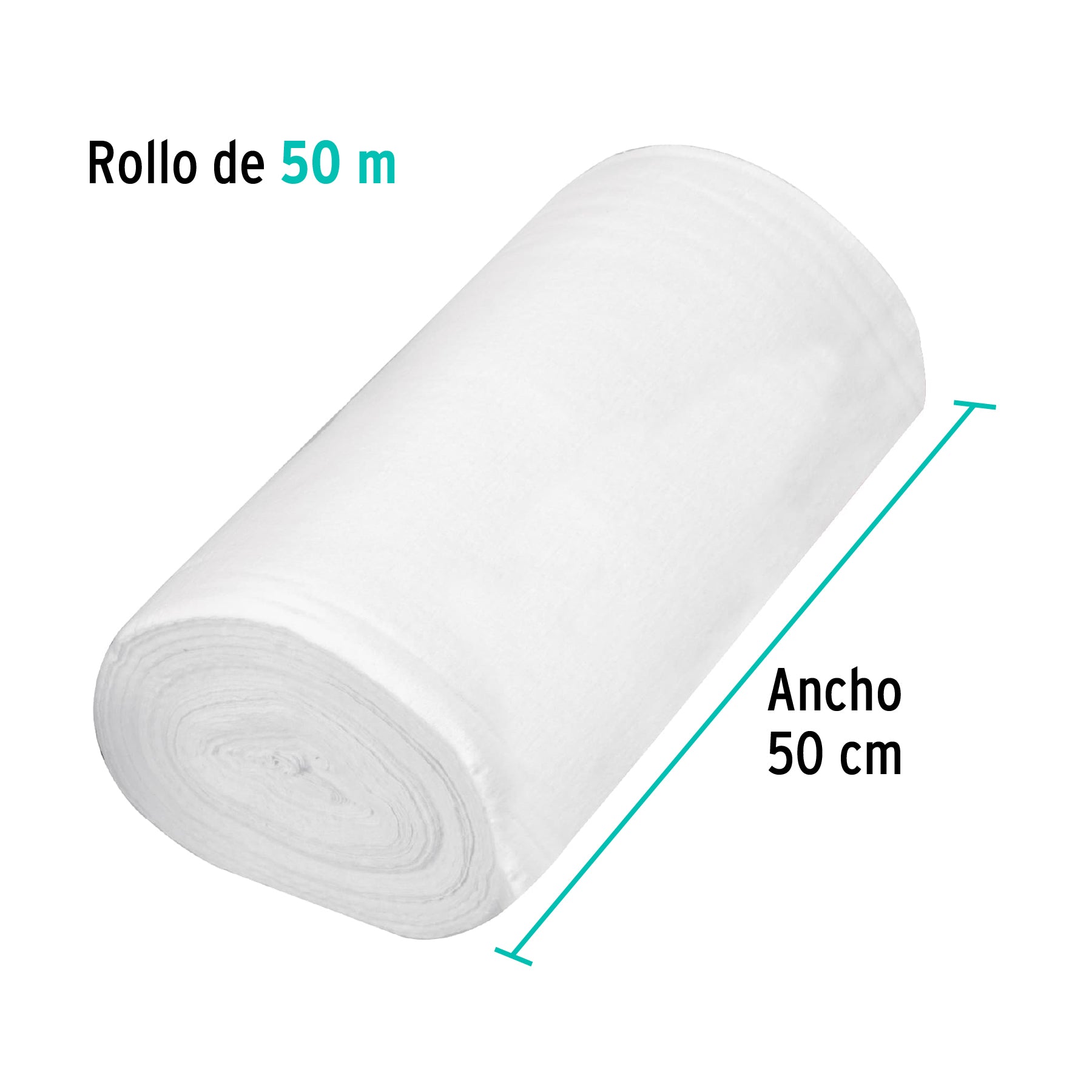 Rollo de 50 m de franela blanca de algodón, KLINTEK