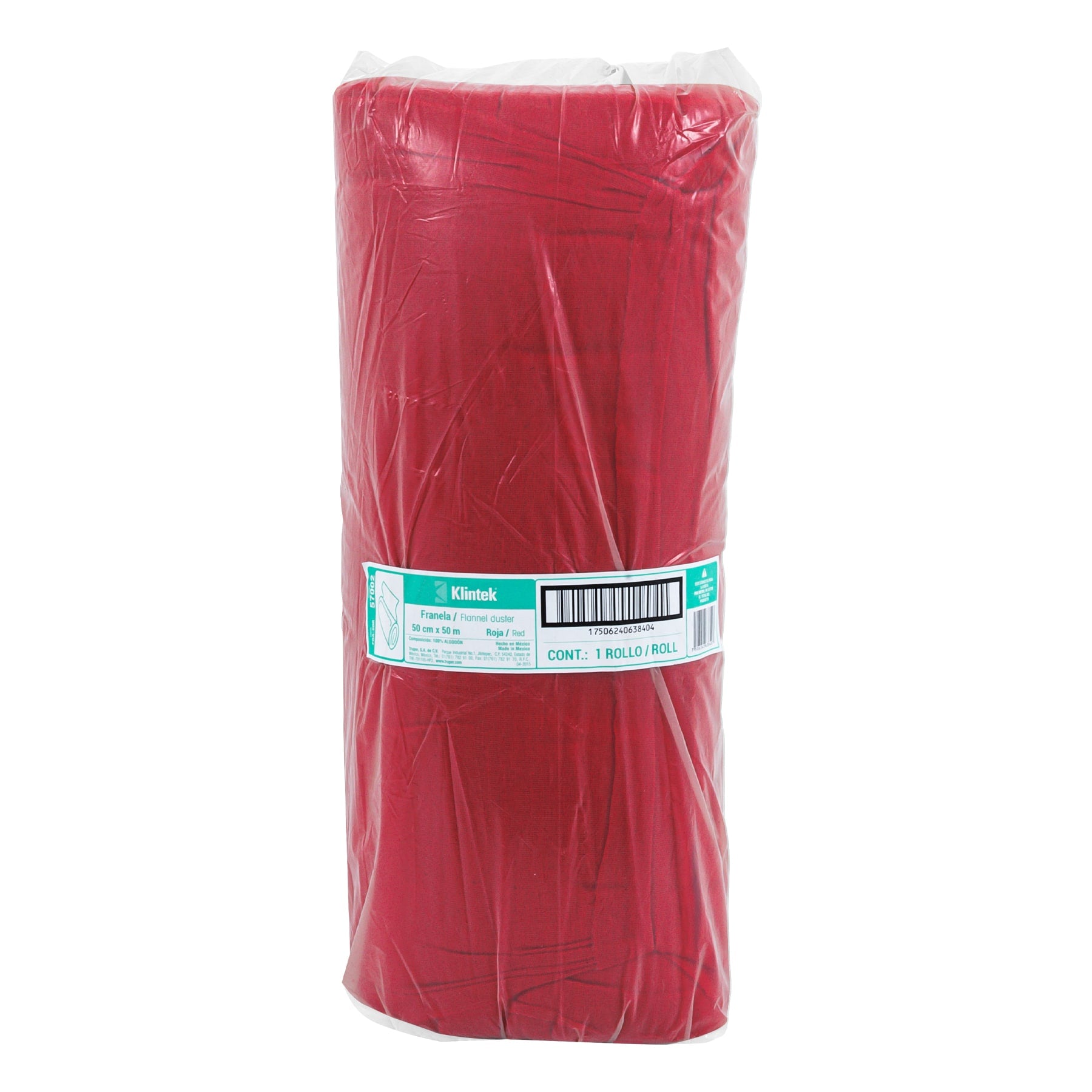 Rollo de 50 m de franela roja de algodón, KLINTEK