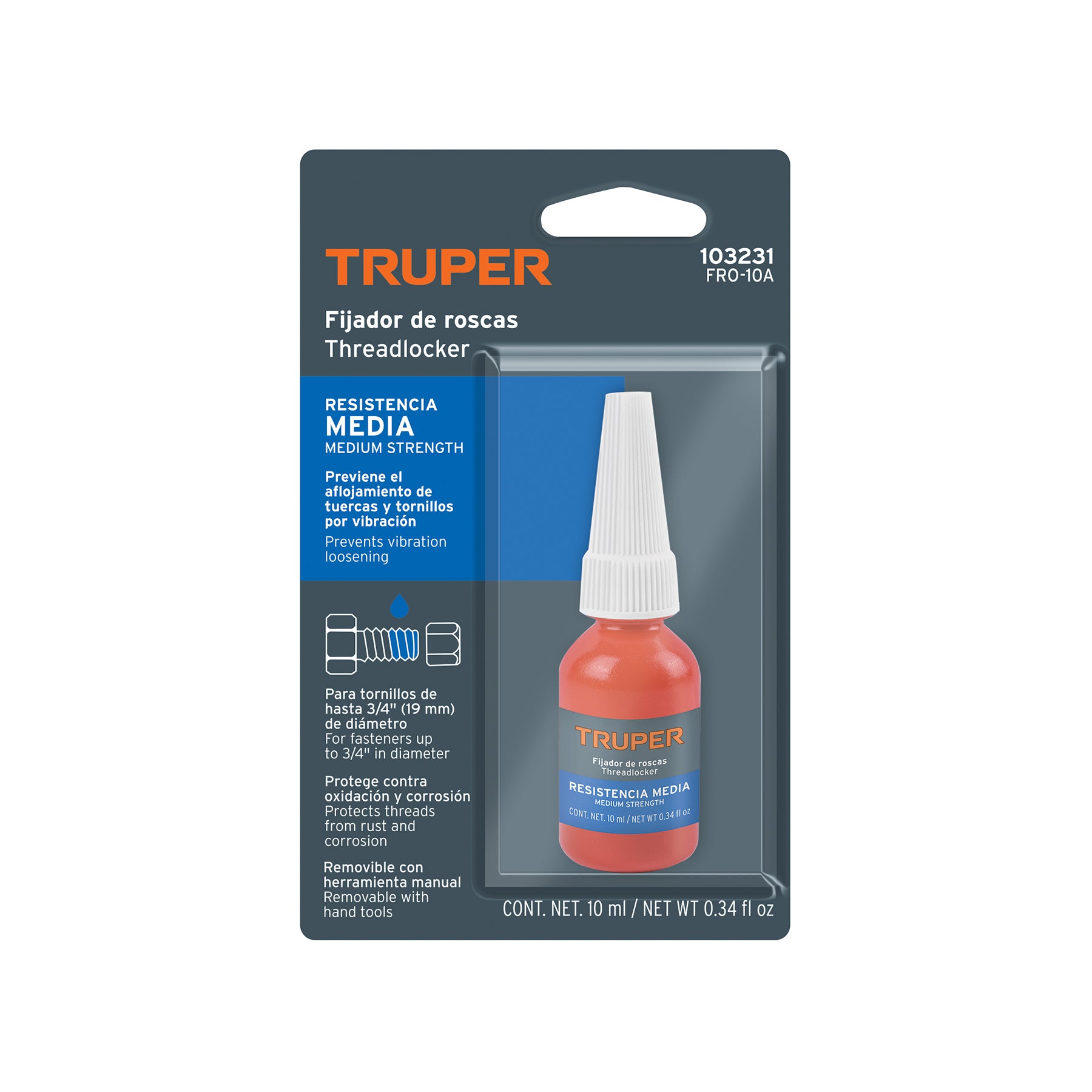 Fijador de roscas, removible, 10 ml, azul, TRUPER
