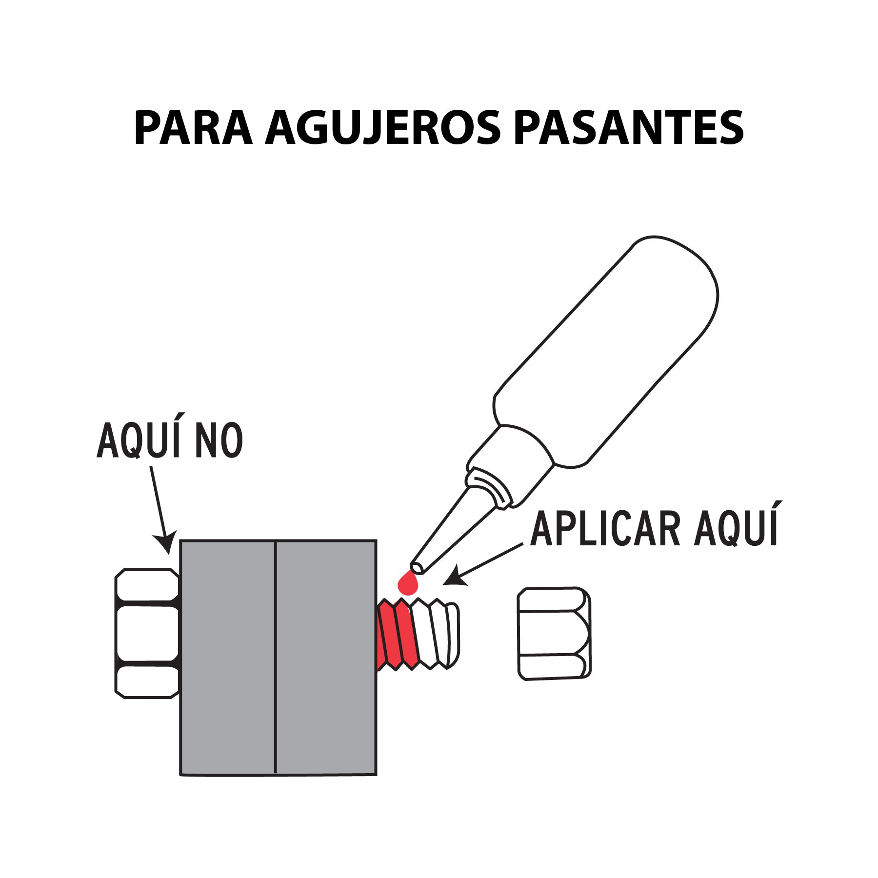 Fijador de roscas, permanente, 10 ml, rojo, TRUPER