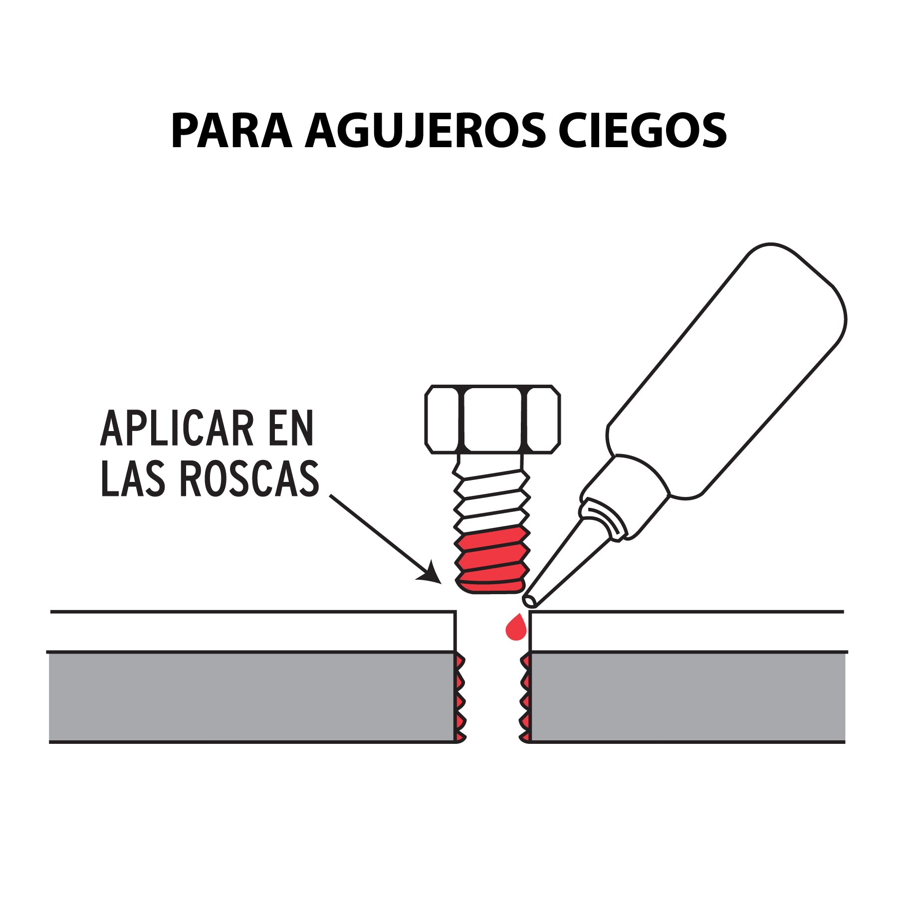 Fijador de roscas, permanente, 10 ml, rojo, TRUPER