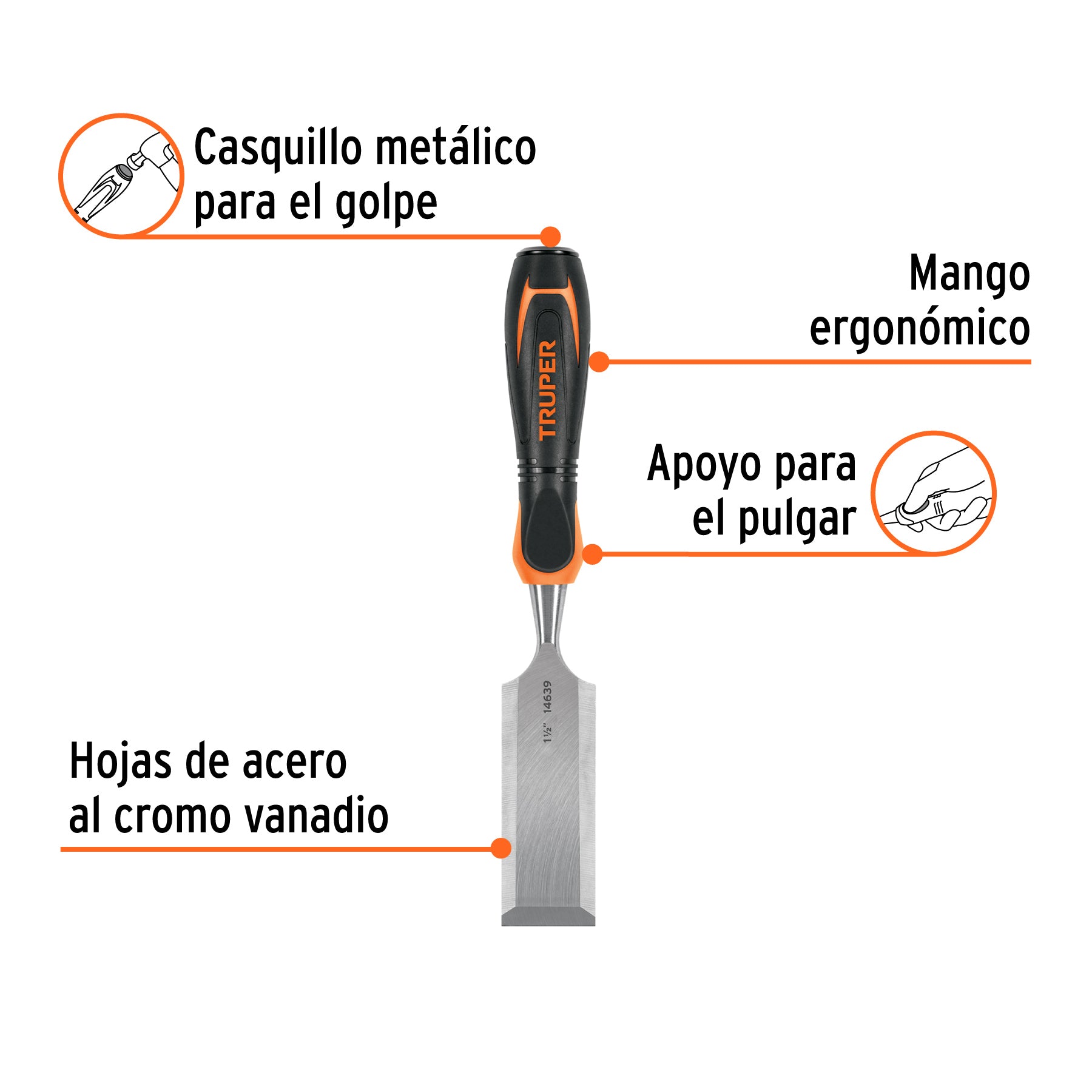Formón 1-1/2" mango Comfort Grip, TRUPER