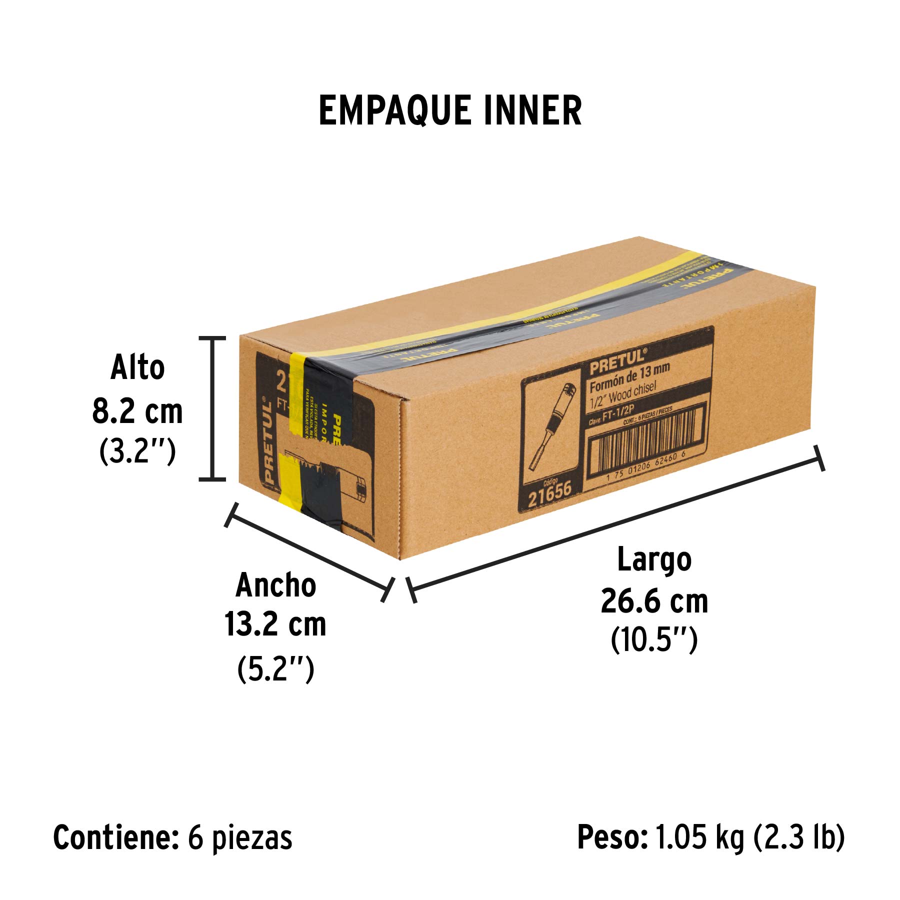 Formón 1/2", PRETUL - Empaque