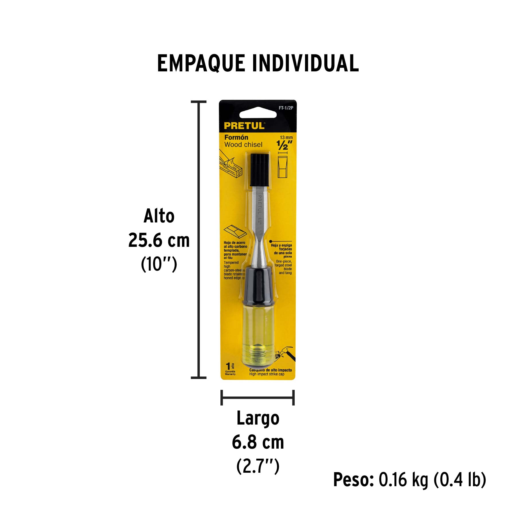 Formón 1/2", PRETUL - Empaque
