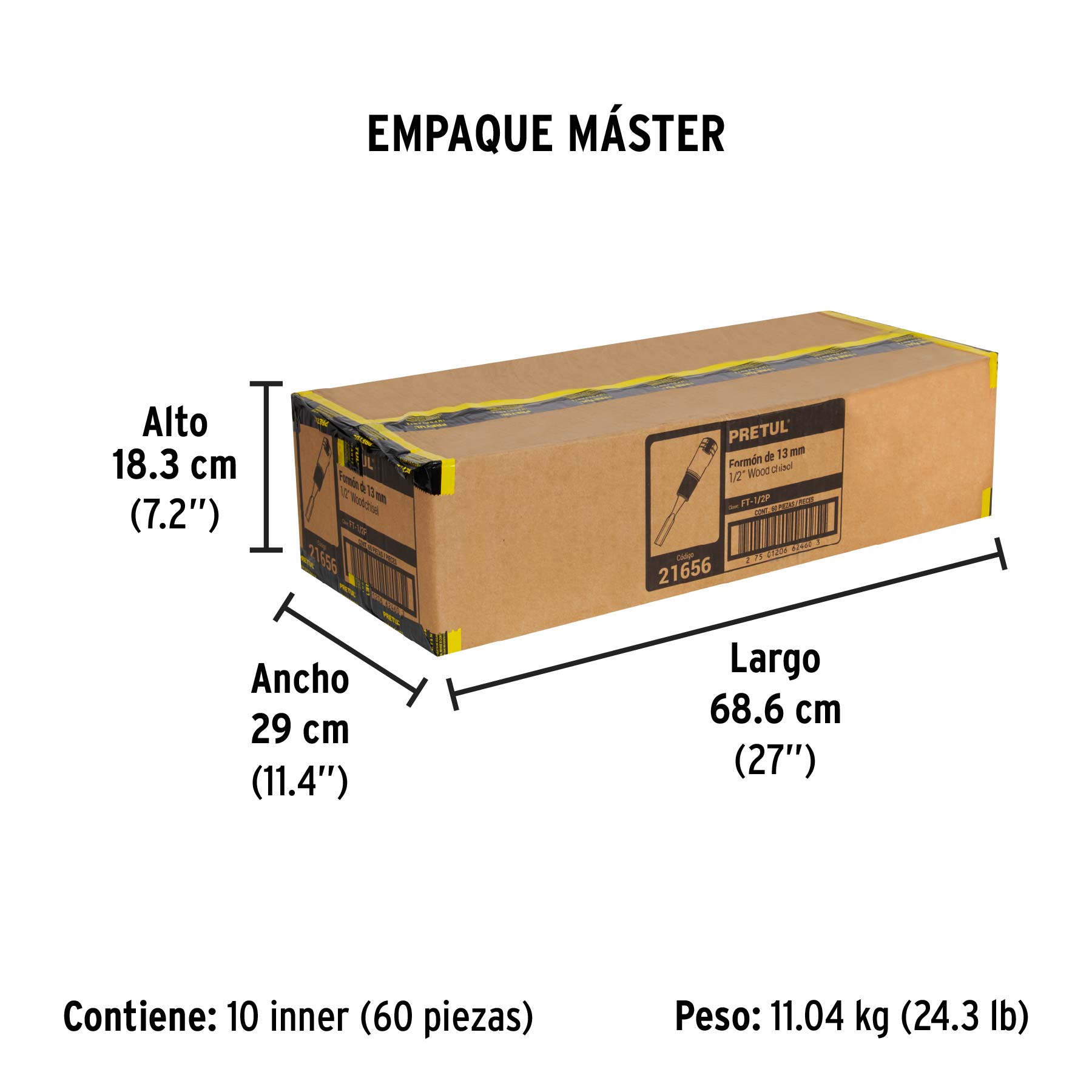 Formón 1/2", PRETUL - Empaque