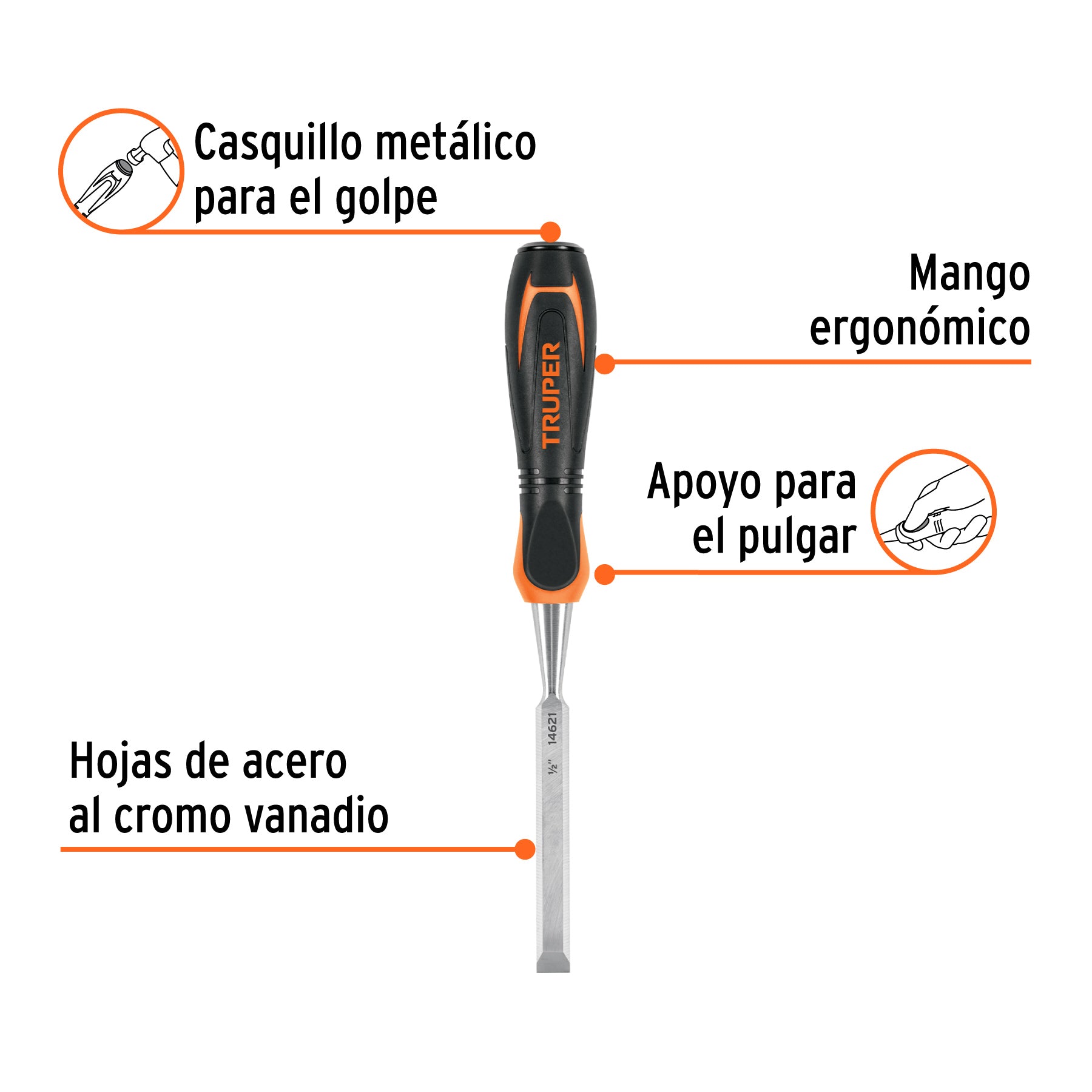 Formón 1/2" mango Comfort Grip, TRUPER