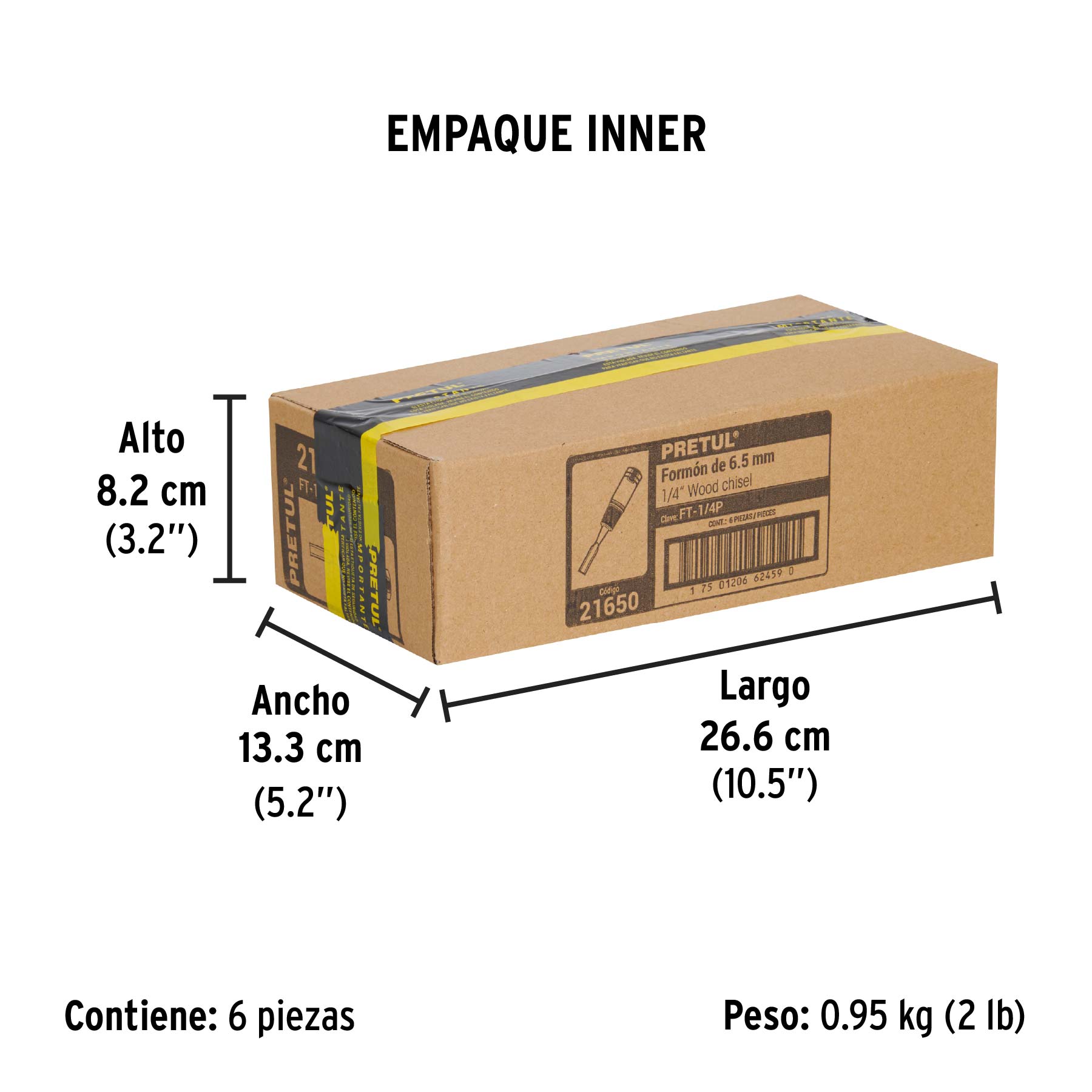Formón 1/4", PRETUL - Empaque