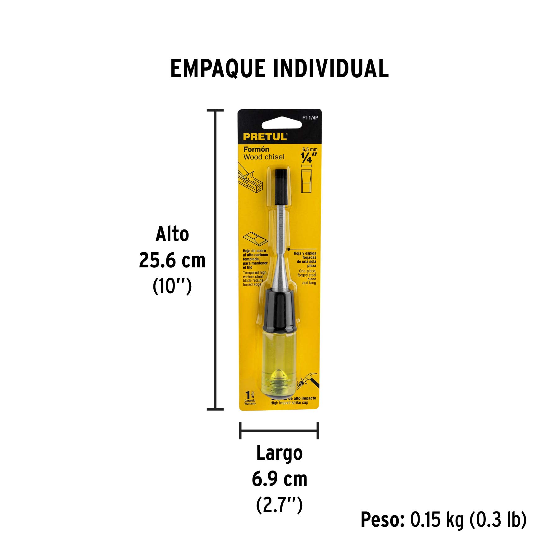 Formón 1/4", PRETUL - Empaque