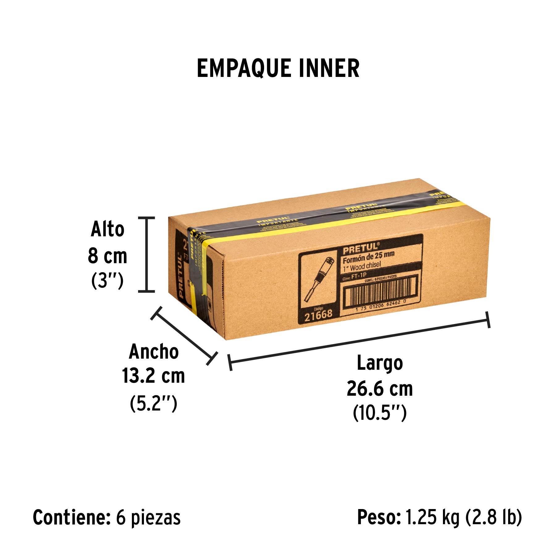 Formón 1", PRETUL - Empaque