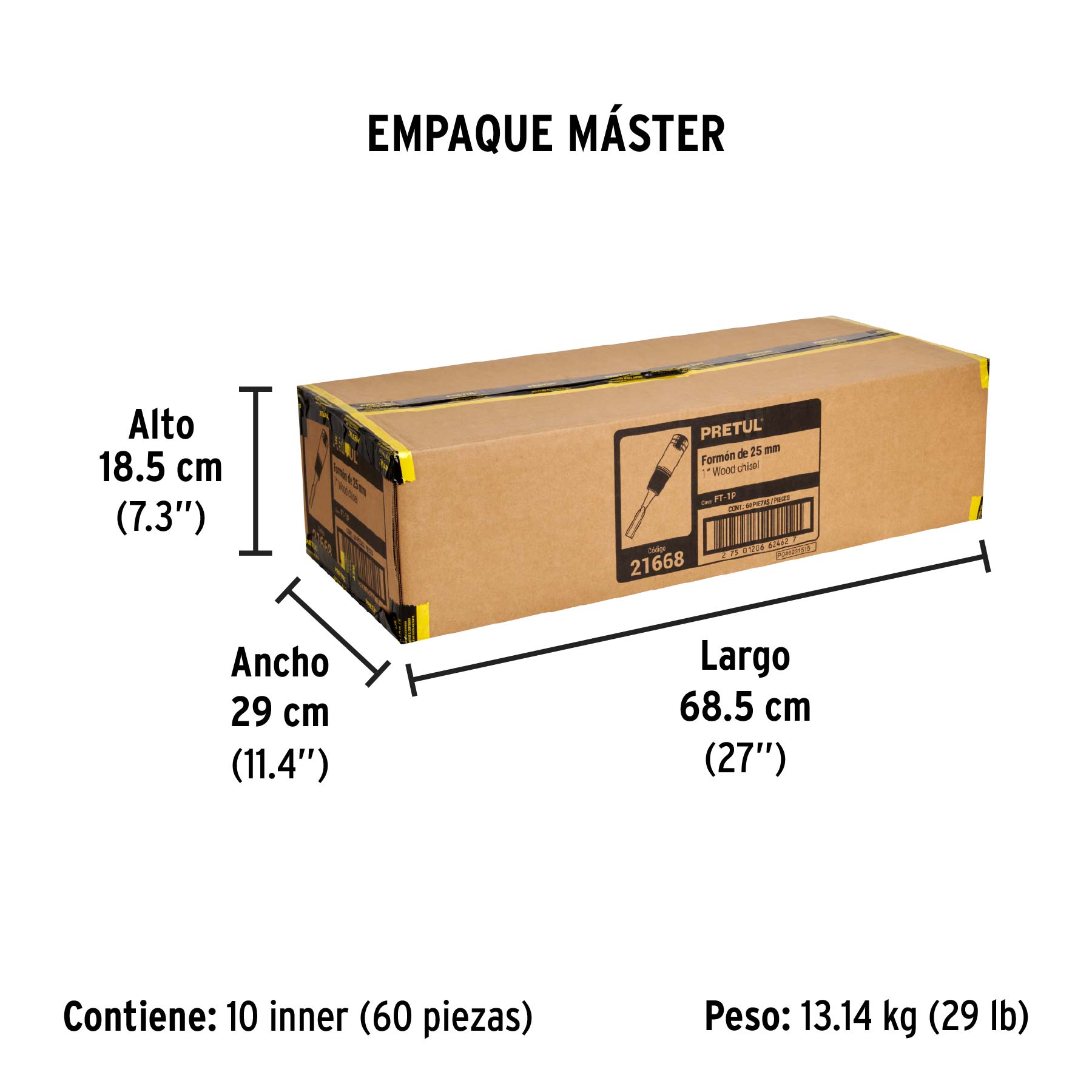 Formón 1", PRETUL - Empaque