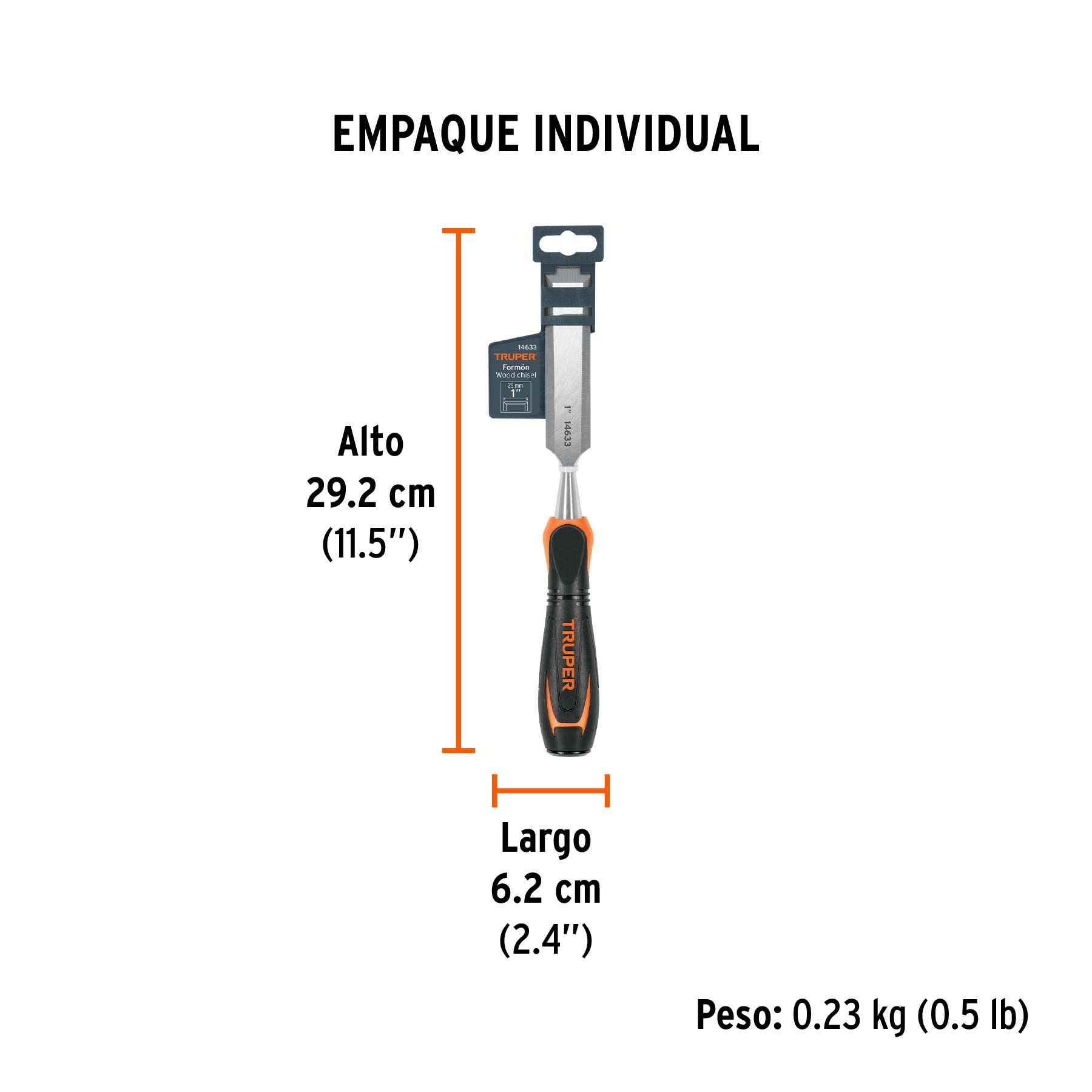 Formón 1" mango Comfort Grip, TRUPER - Empaque
