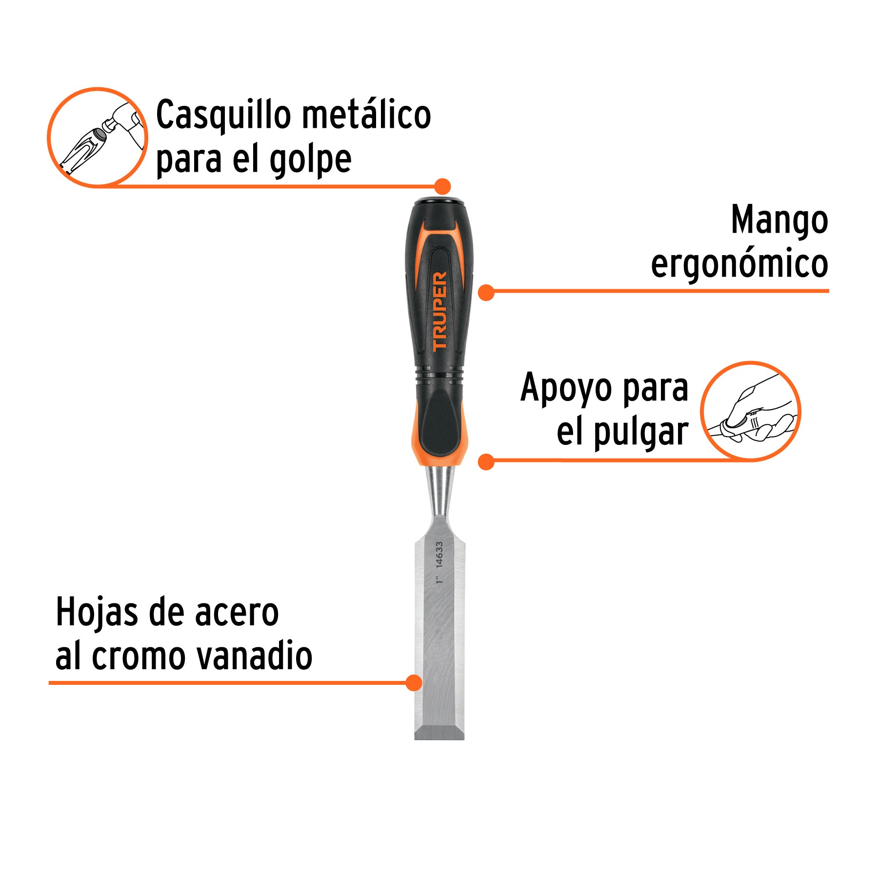 Formón 1" mango Comfort Grip, TRUPER