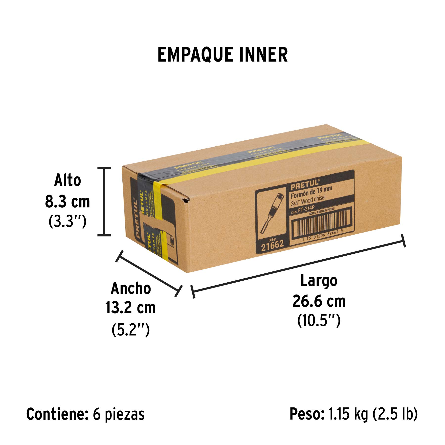 Formón 3/4", PRETUL - Empaque