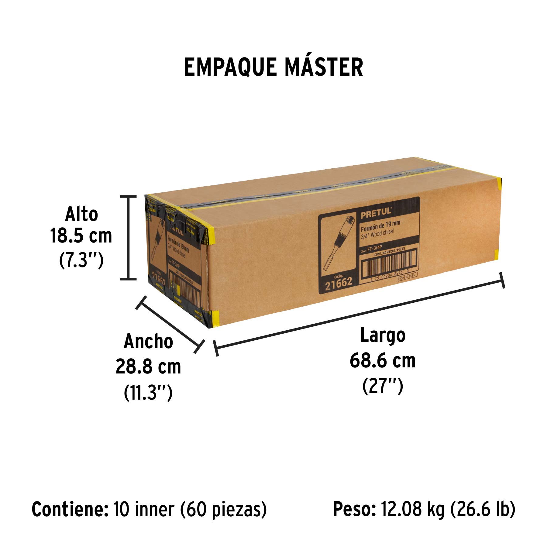 Formón 3/4", PRETUL - Empaque
