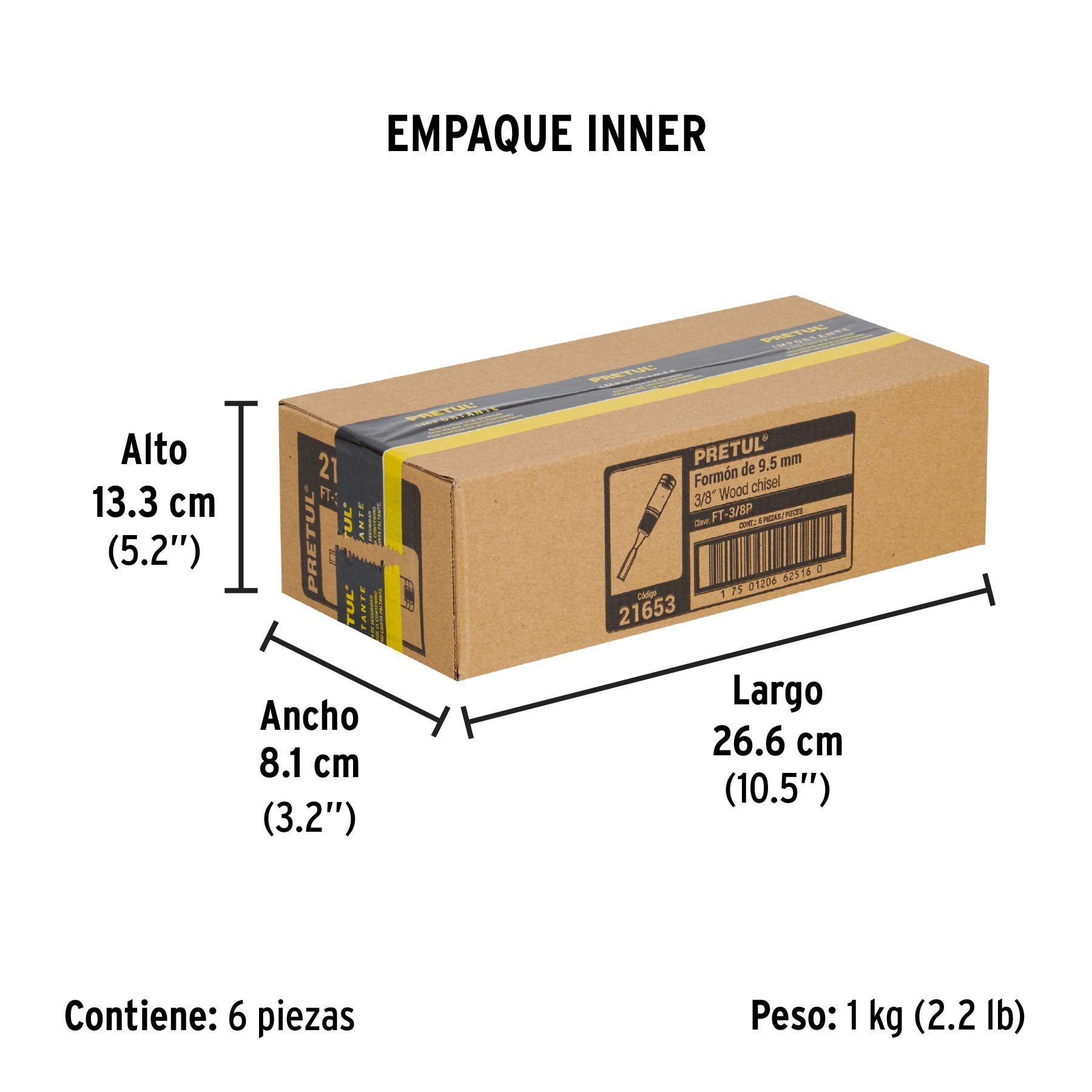 Formón 3/8", PRETUL - Empaque