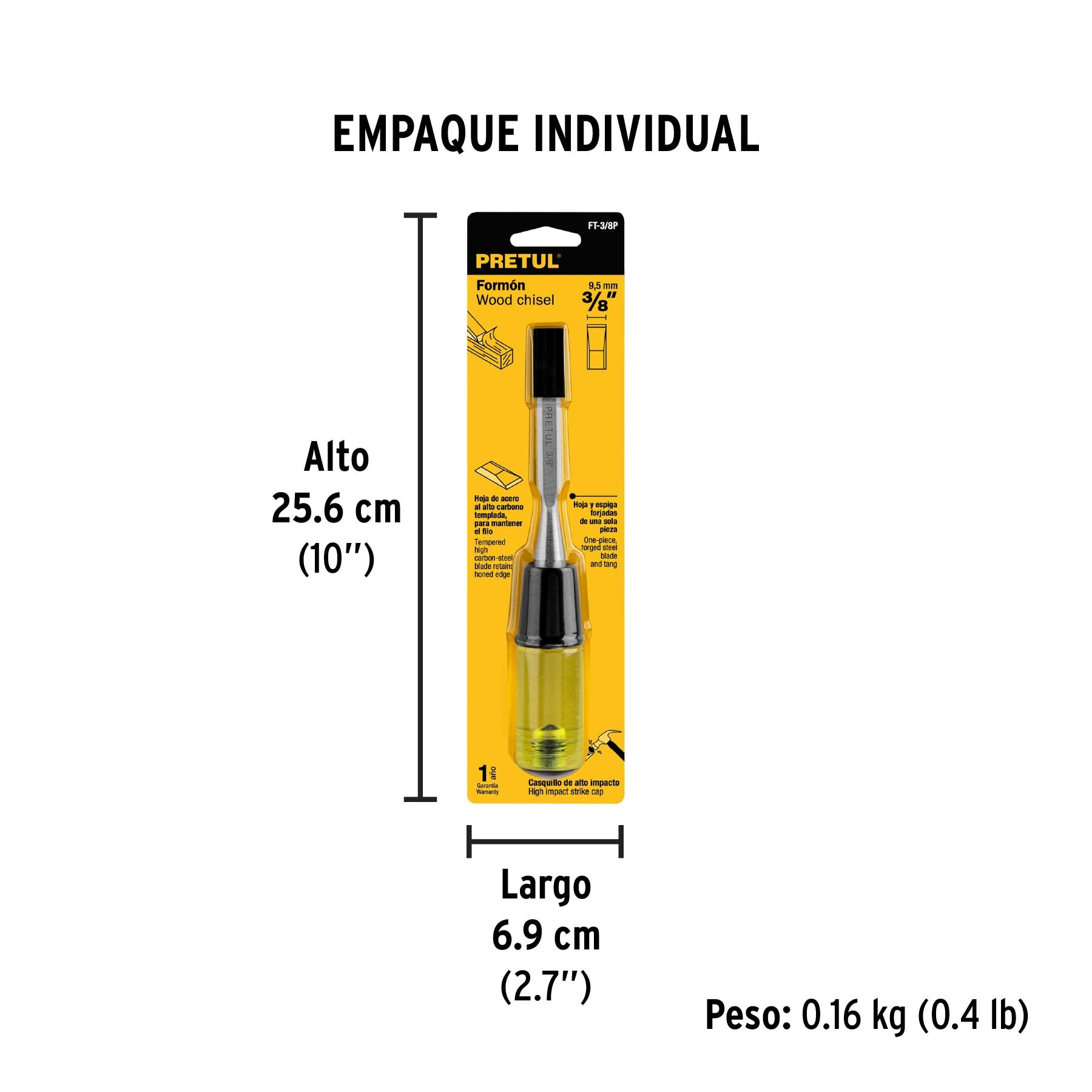 Formón 3/8", PRETUL - Empaque