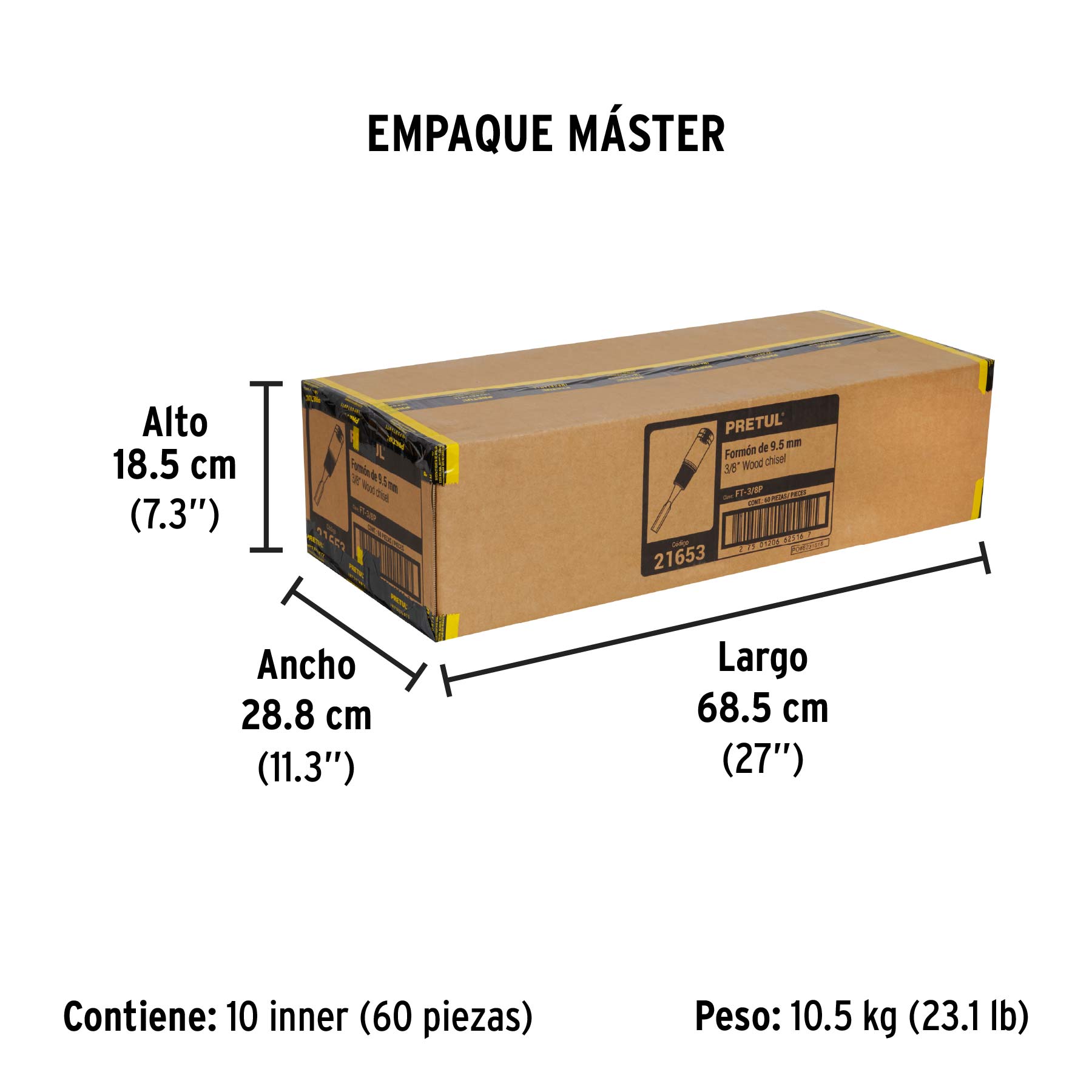 Formón 3/8", PRETUL - Empaque