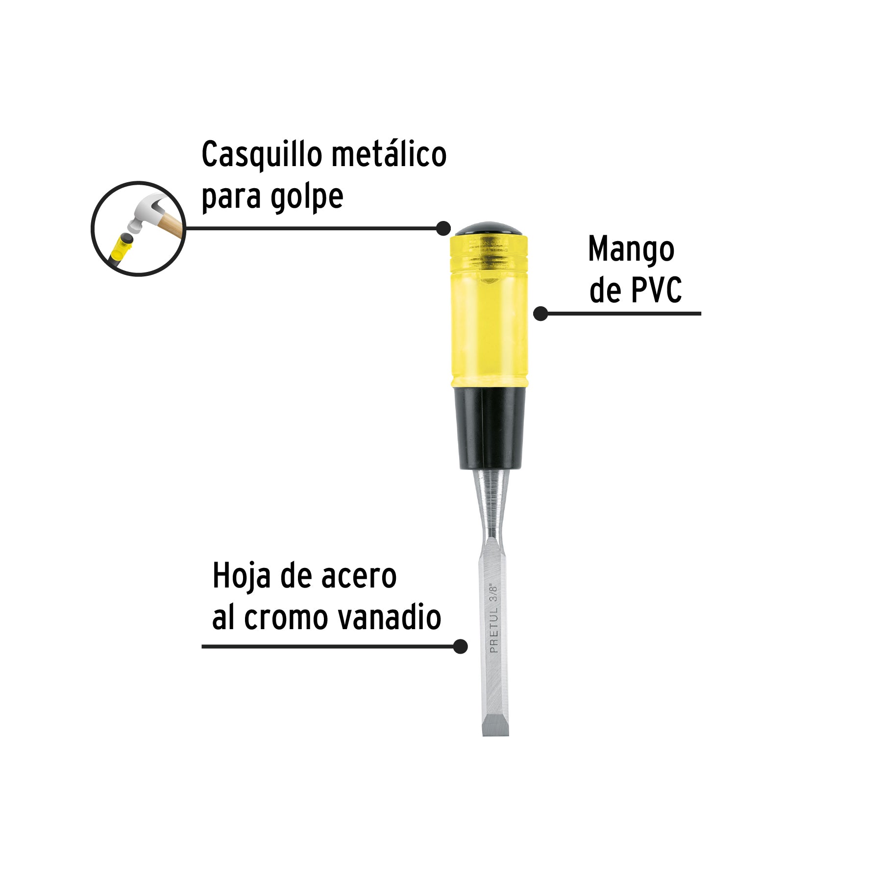 Formón 3/8", PRETUL