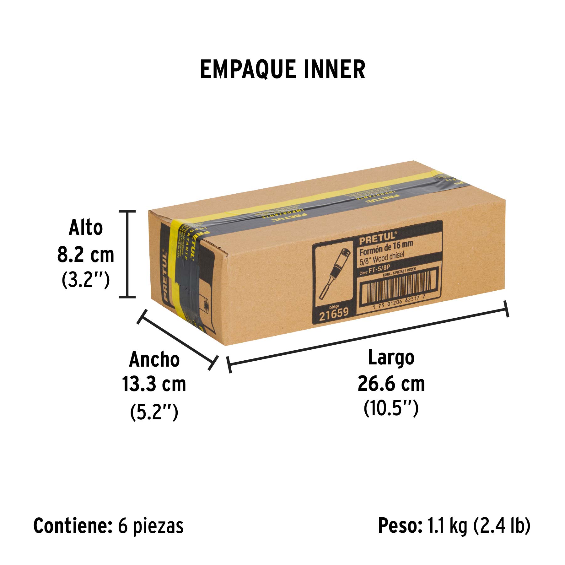 Formón 5/8", PRETUL - Empaque