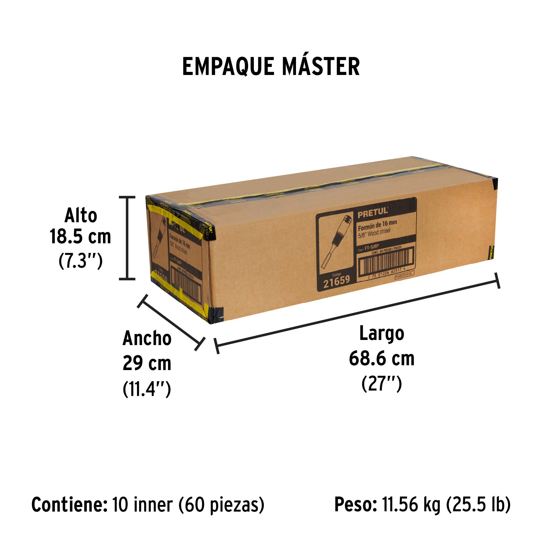 Formón 5/8", PRETUL - Empaque