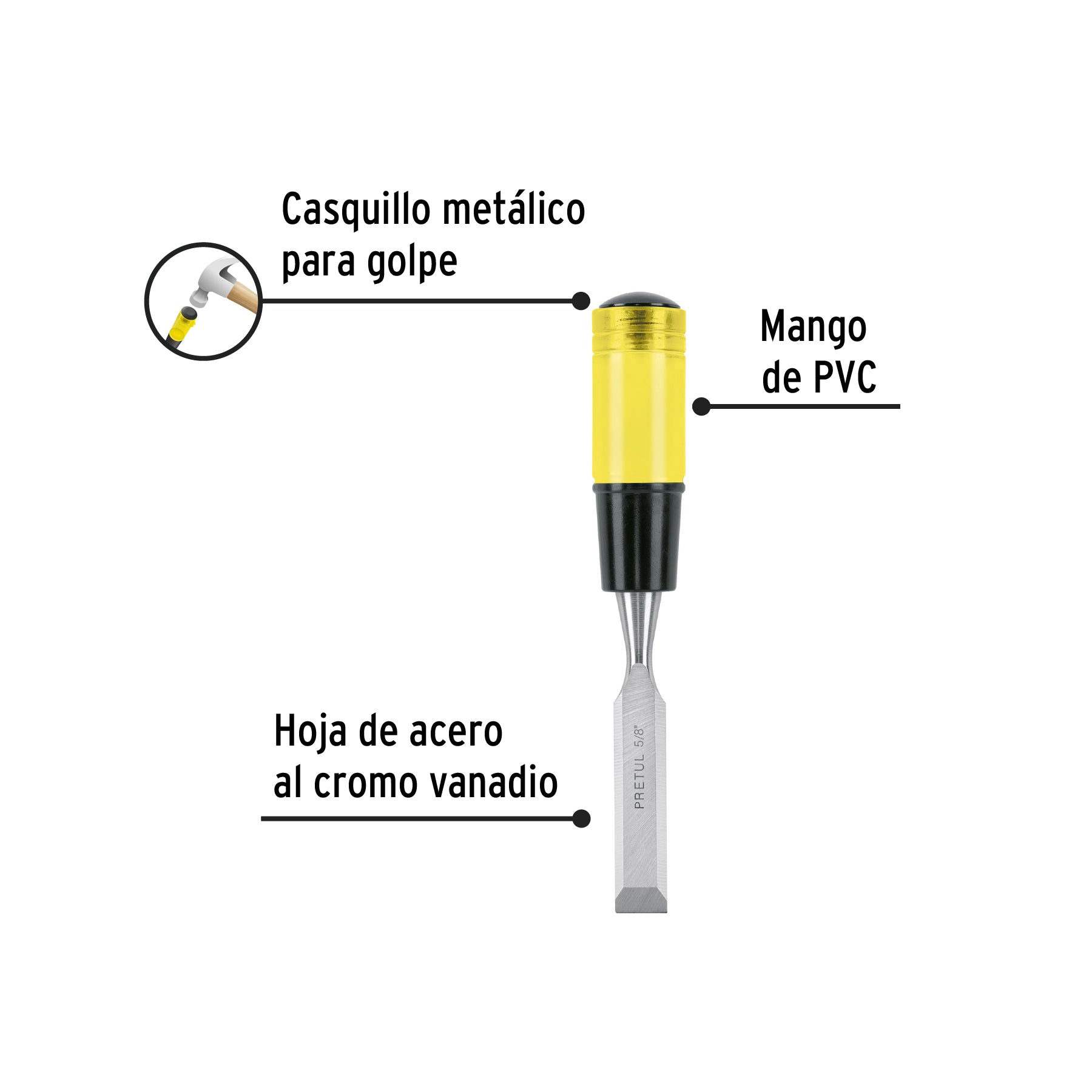 Formón 5/8", PRETUL