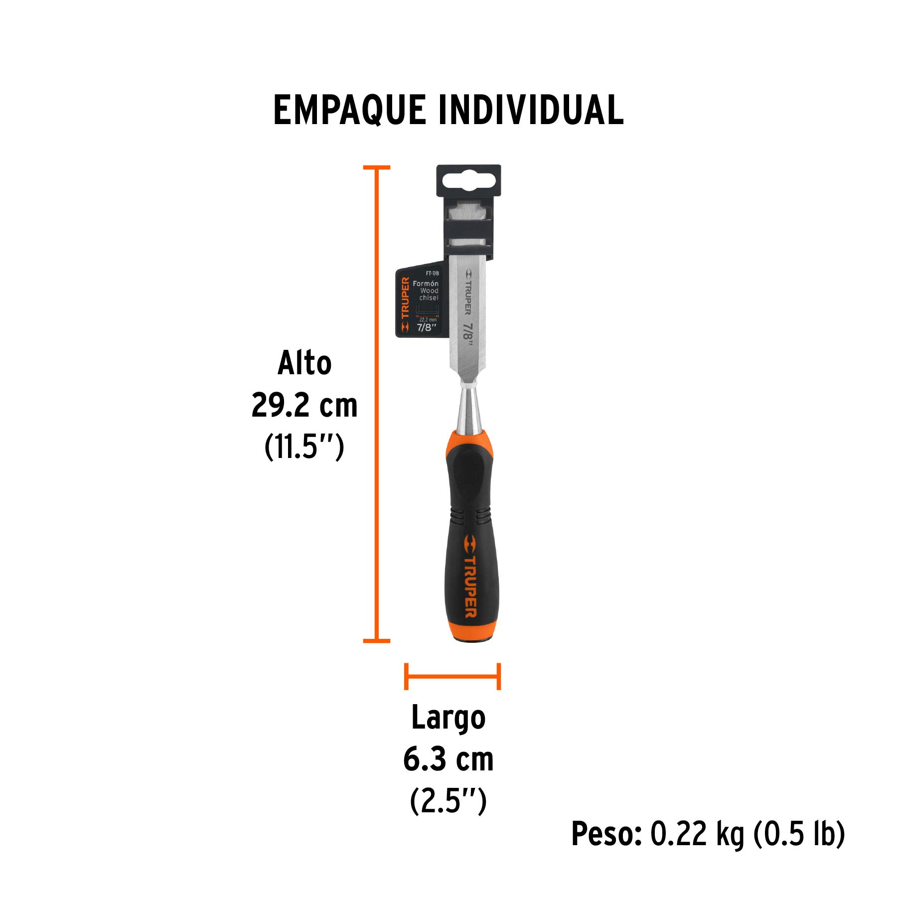Formón 7/8" mango Comfort Grip, TRUPER - Empaque