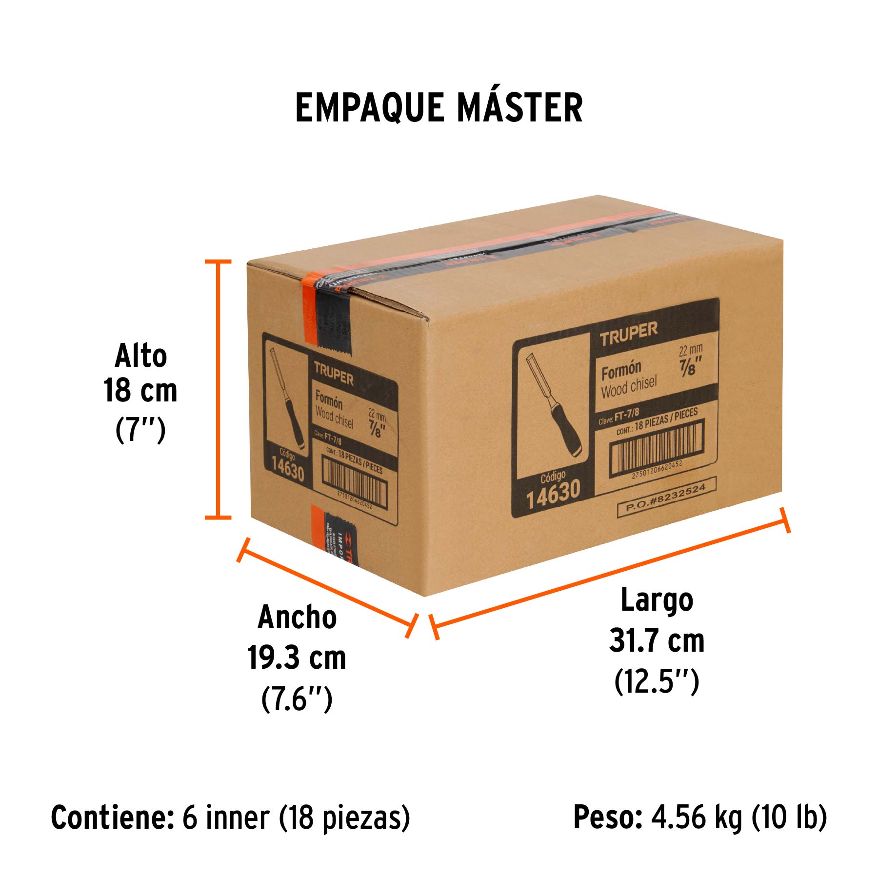 Formón 7/8" mango Comfort Grip, TRUPER - Empaque