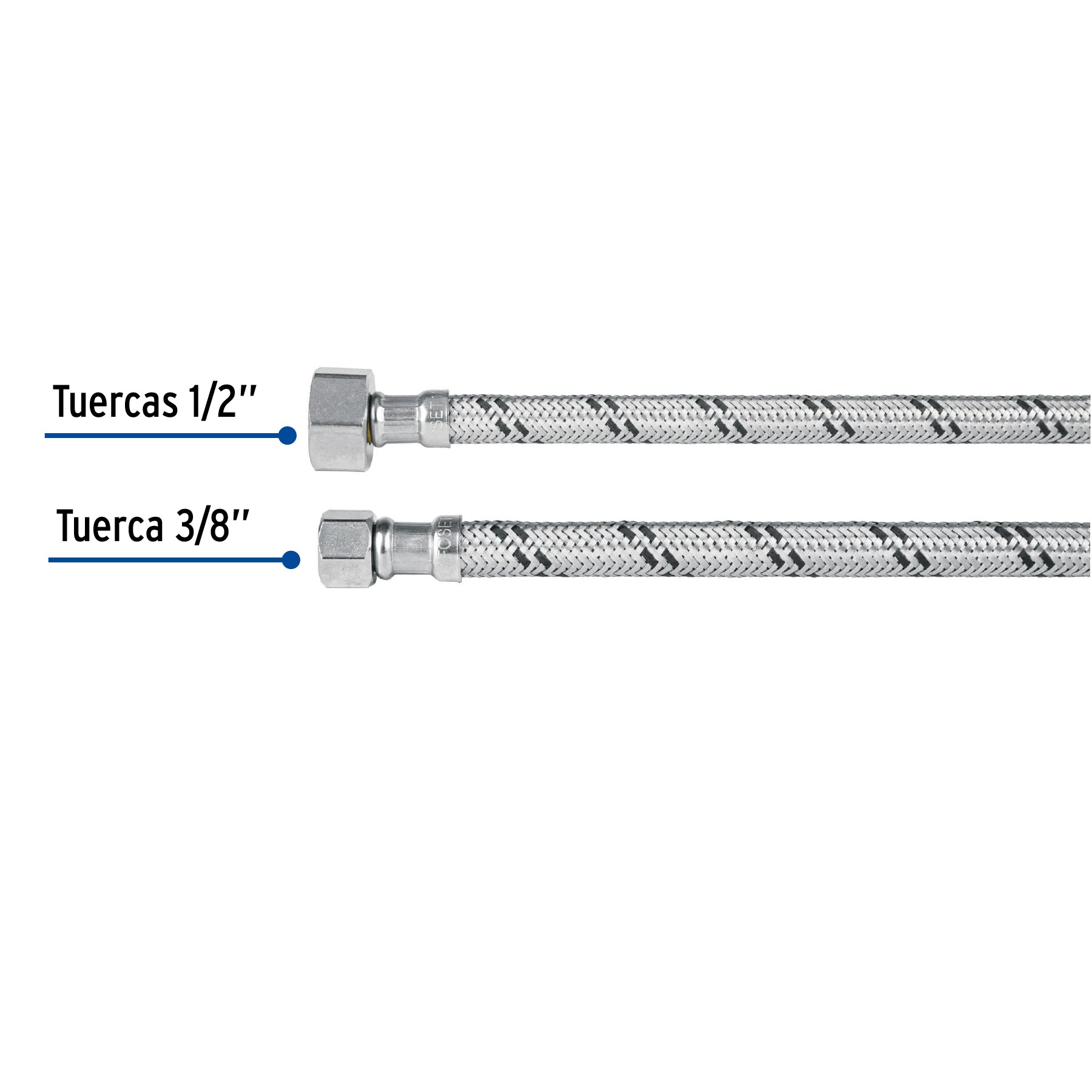 Manguera "T" lavabo/fregadero,acero inox,3/8"x1/2"x1/2",55cm