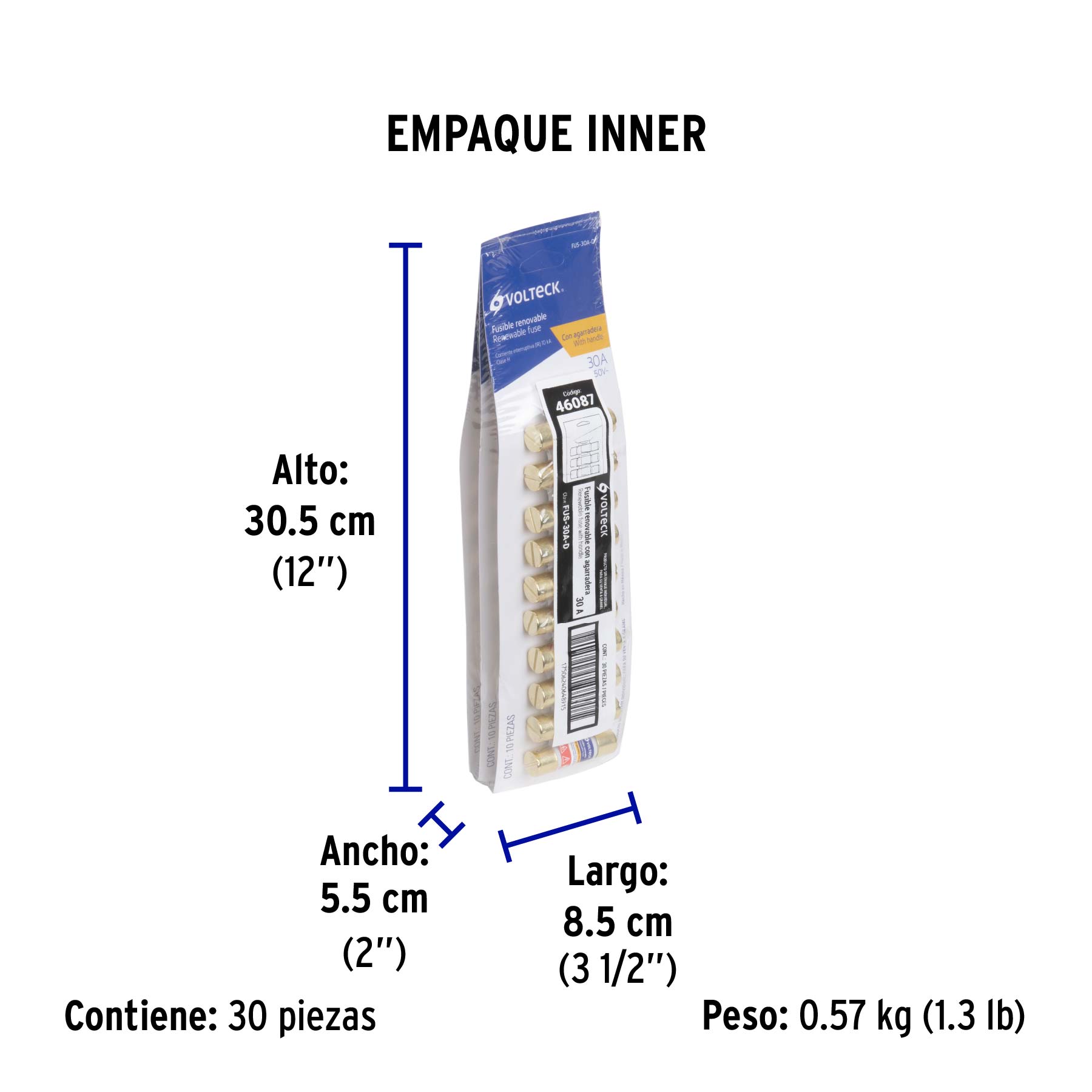 Tarjeta despachadora con 10 fusibles 30 A con agarradera - Empaque