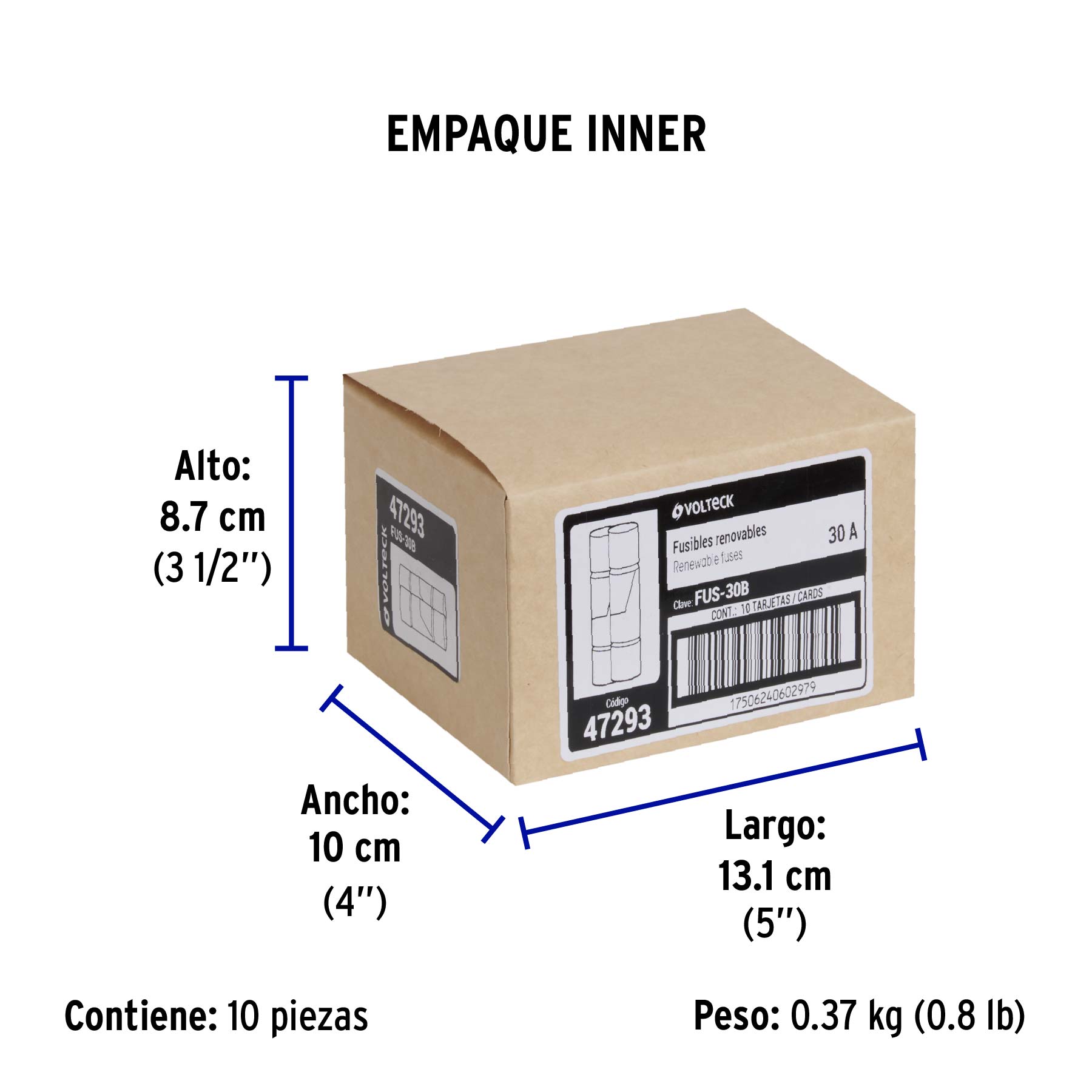 Blíster con 2 fusibles 30A, VOLTECK - Empaque