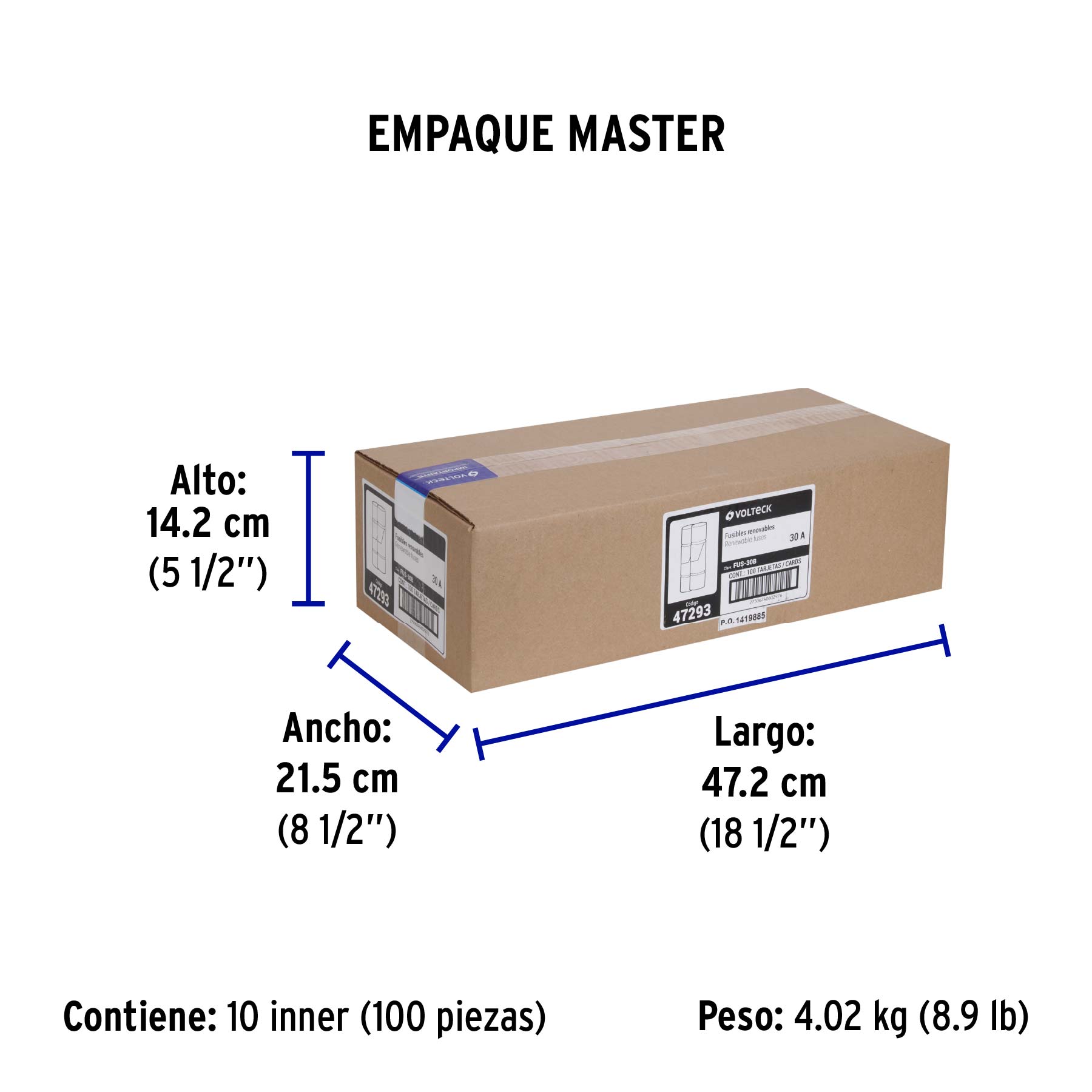 Blíster con 2 fusibles 30A, VOLTECK - Empaque