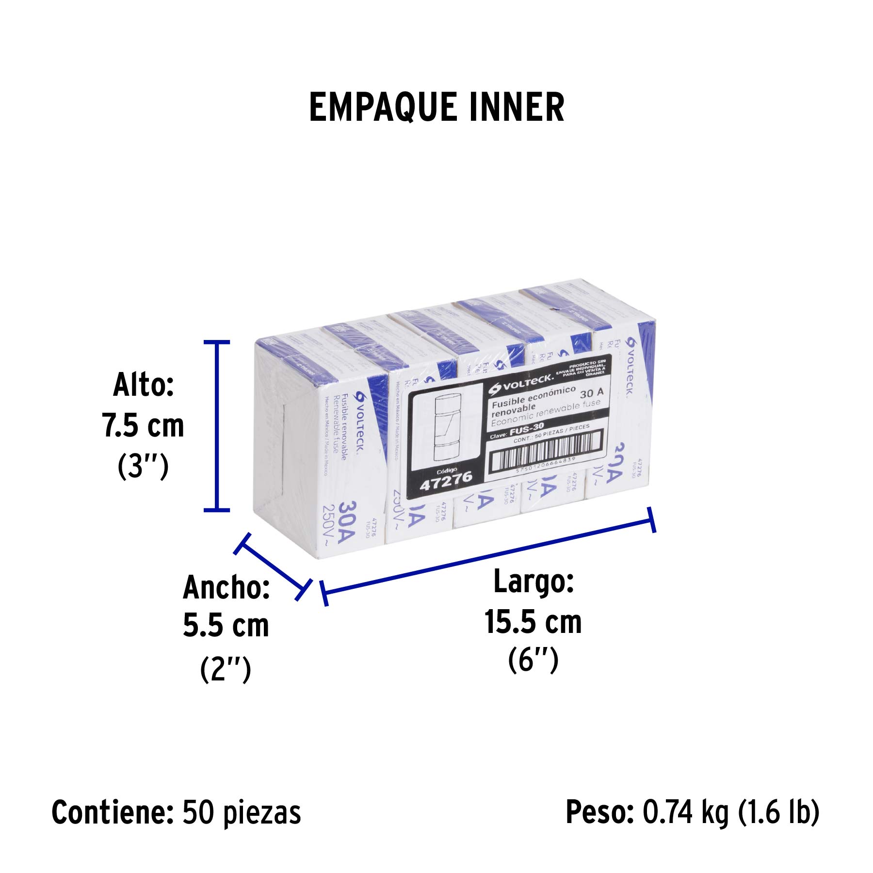 Fusible 30 A, VOLTECK - Empaque