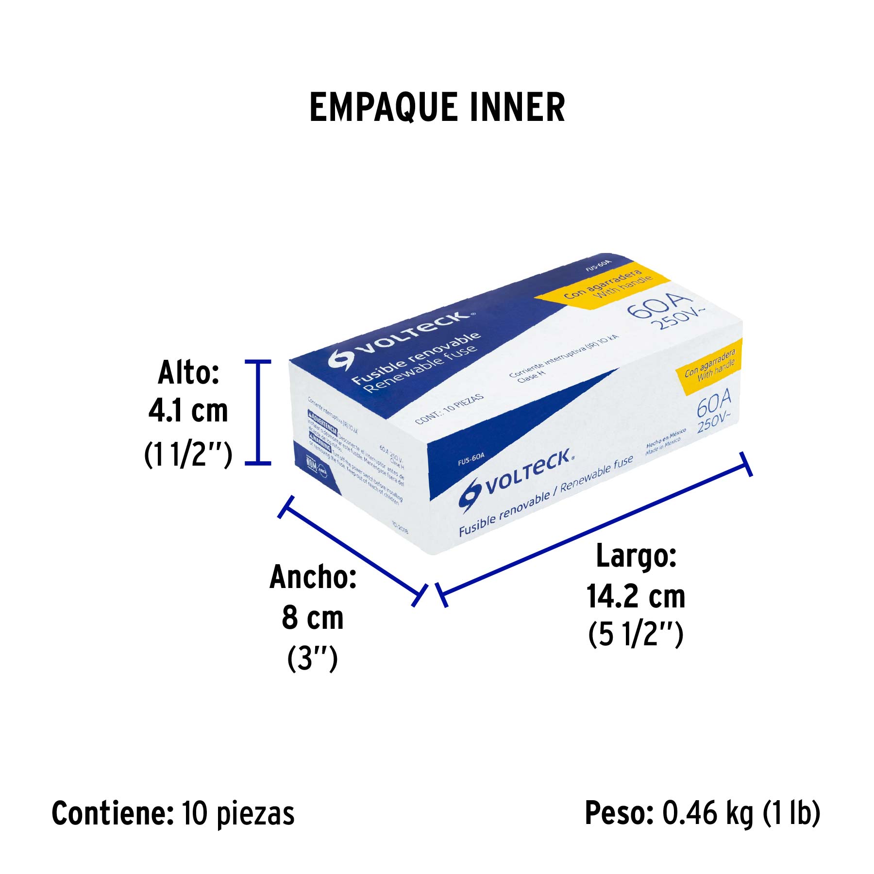 Fusible 60 A con agarradera, VOLTECK - Empaque