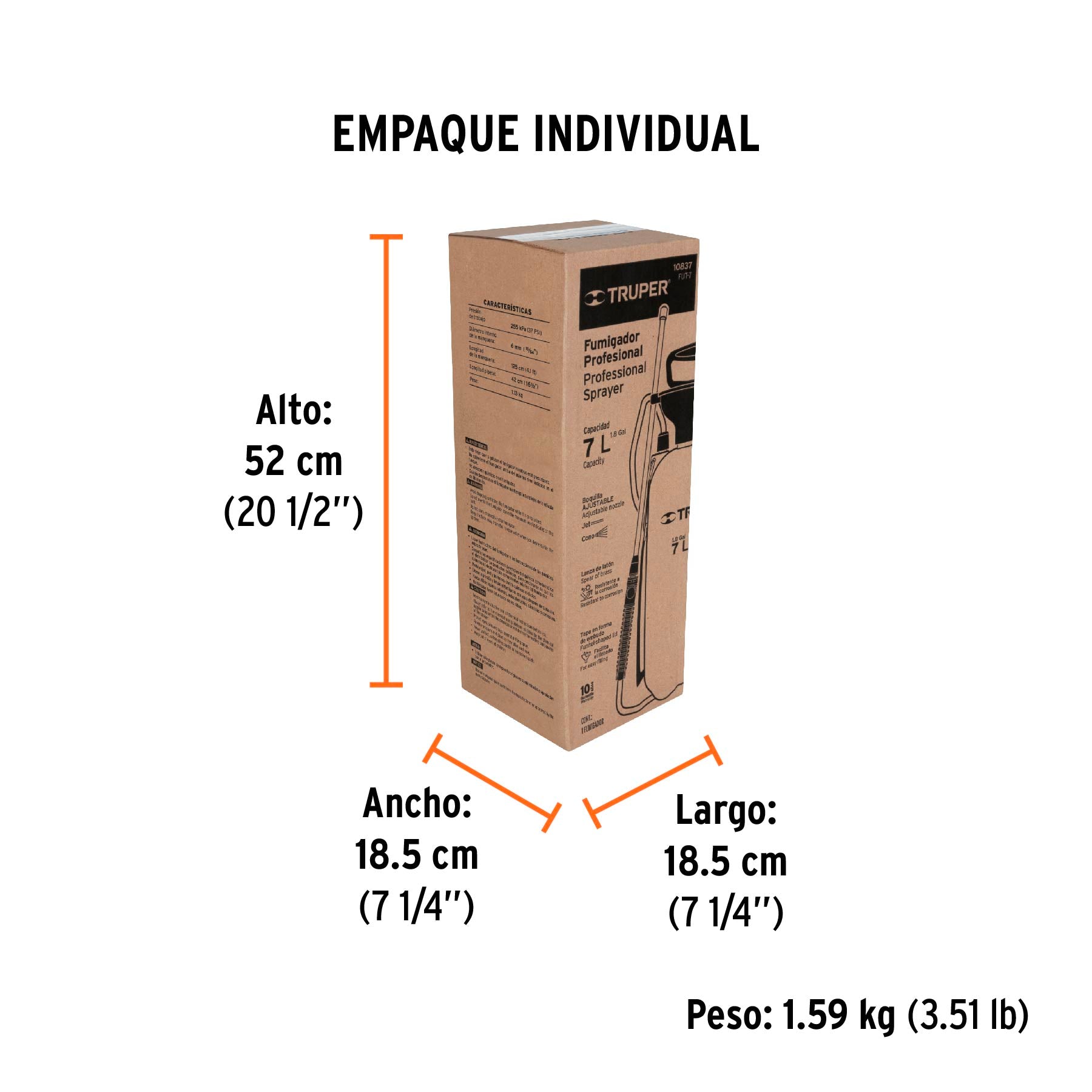 Fumigador jardinero 7 L (1.8 gal), TRUPER - Empaque