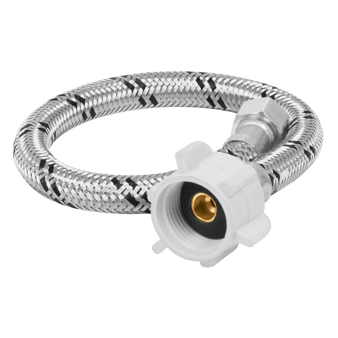 Manguera p/WC, acero inox, 3/8"x7/8", 35cm, plástico/latón