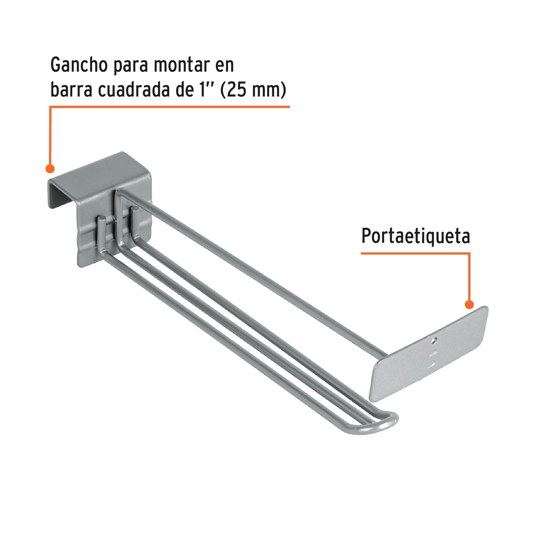 Gancho recto reforzado de 10" con portaetiqueta, TRUPER