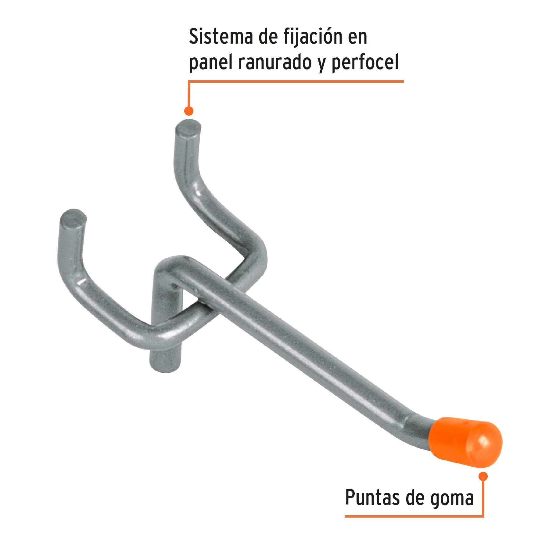 Gancho recto de 2" para perfocel y panel ranurado, TRUPER