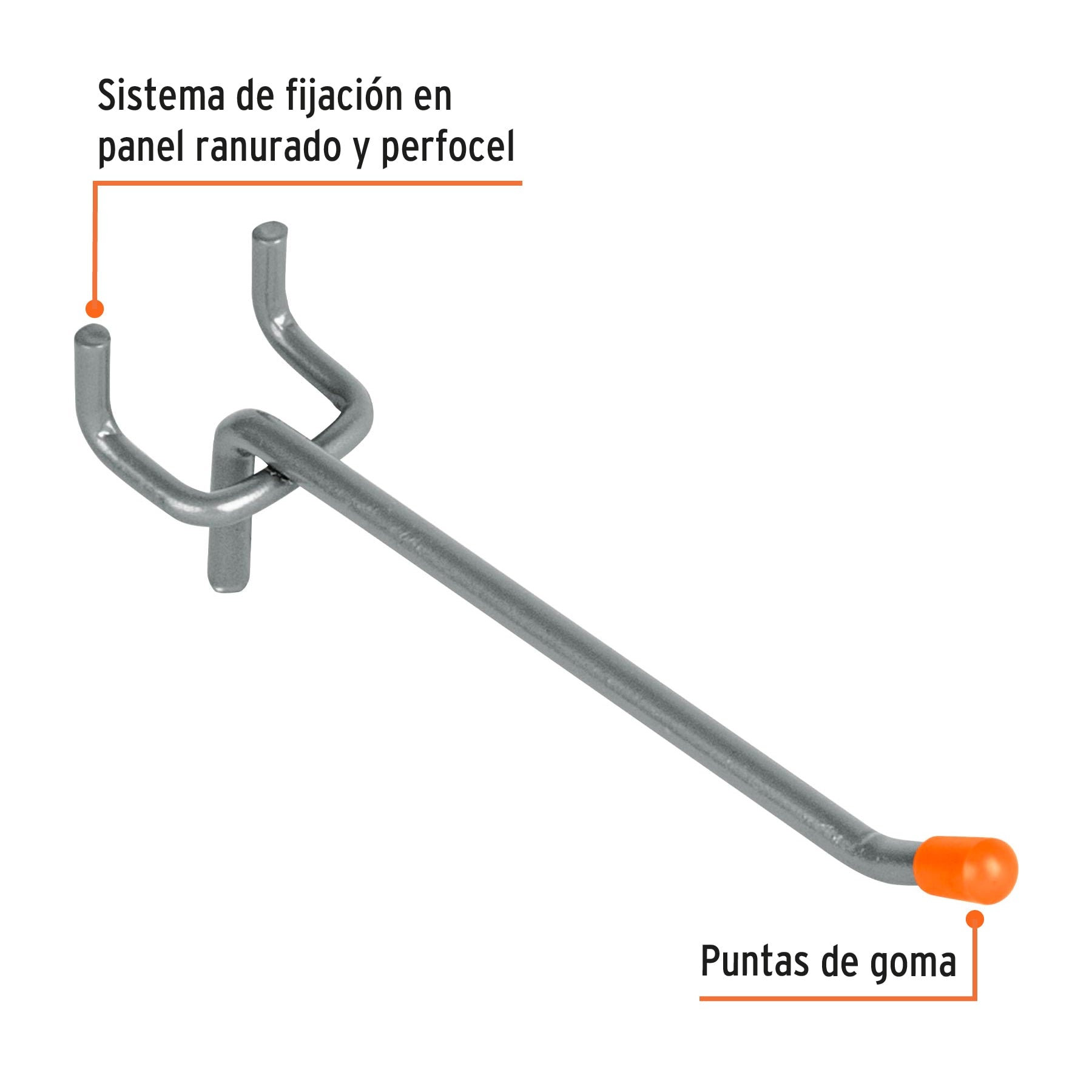 Gancho recto de 4" para perfocel y panel ranurado, TRUPER